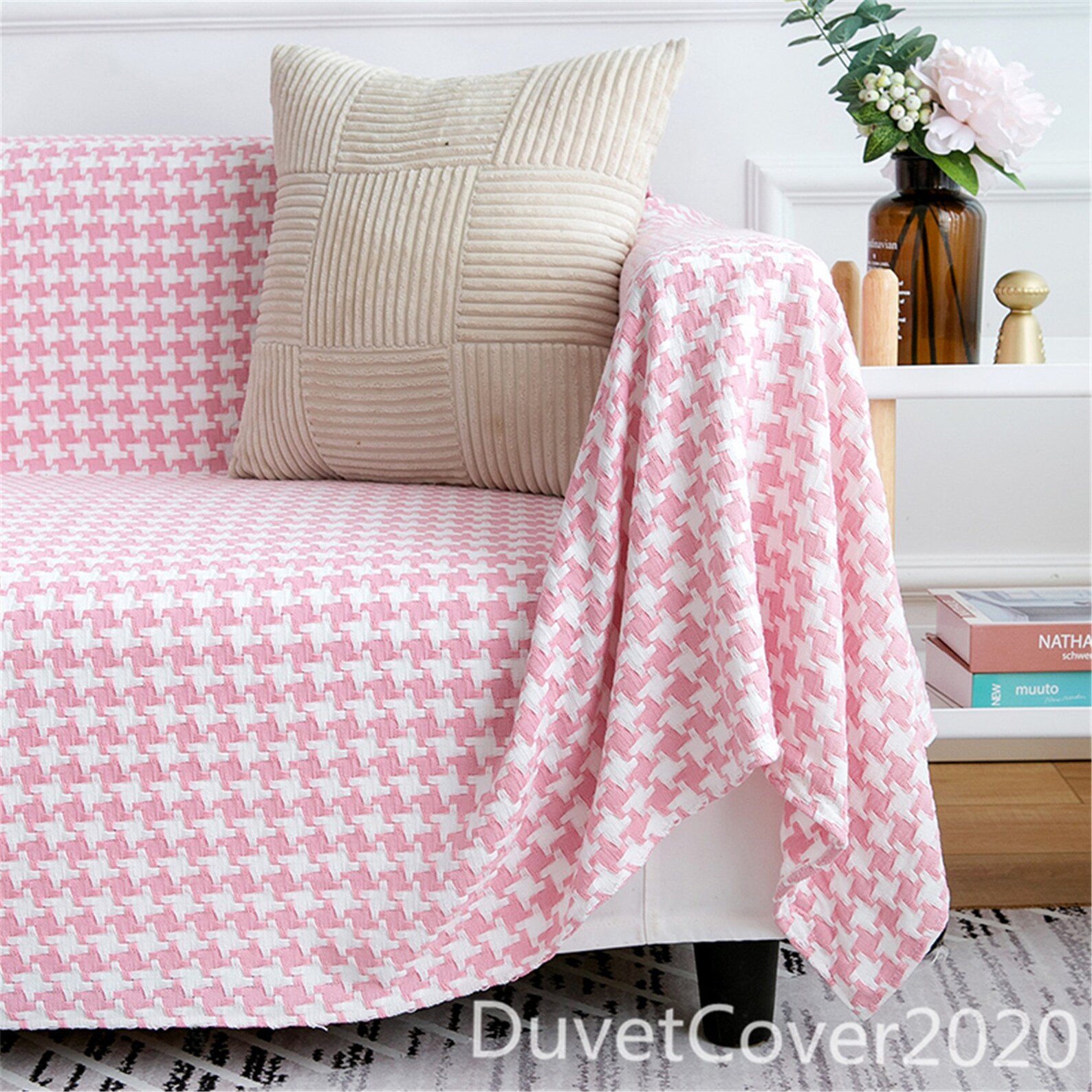 Couch Covercustomized Houndstooth Sofa Cover Cotton Linesofa Etsy