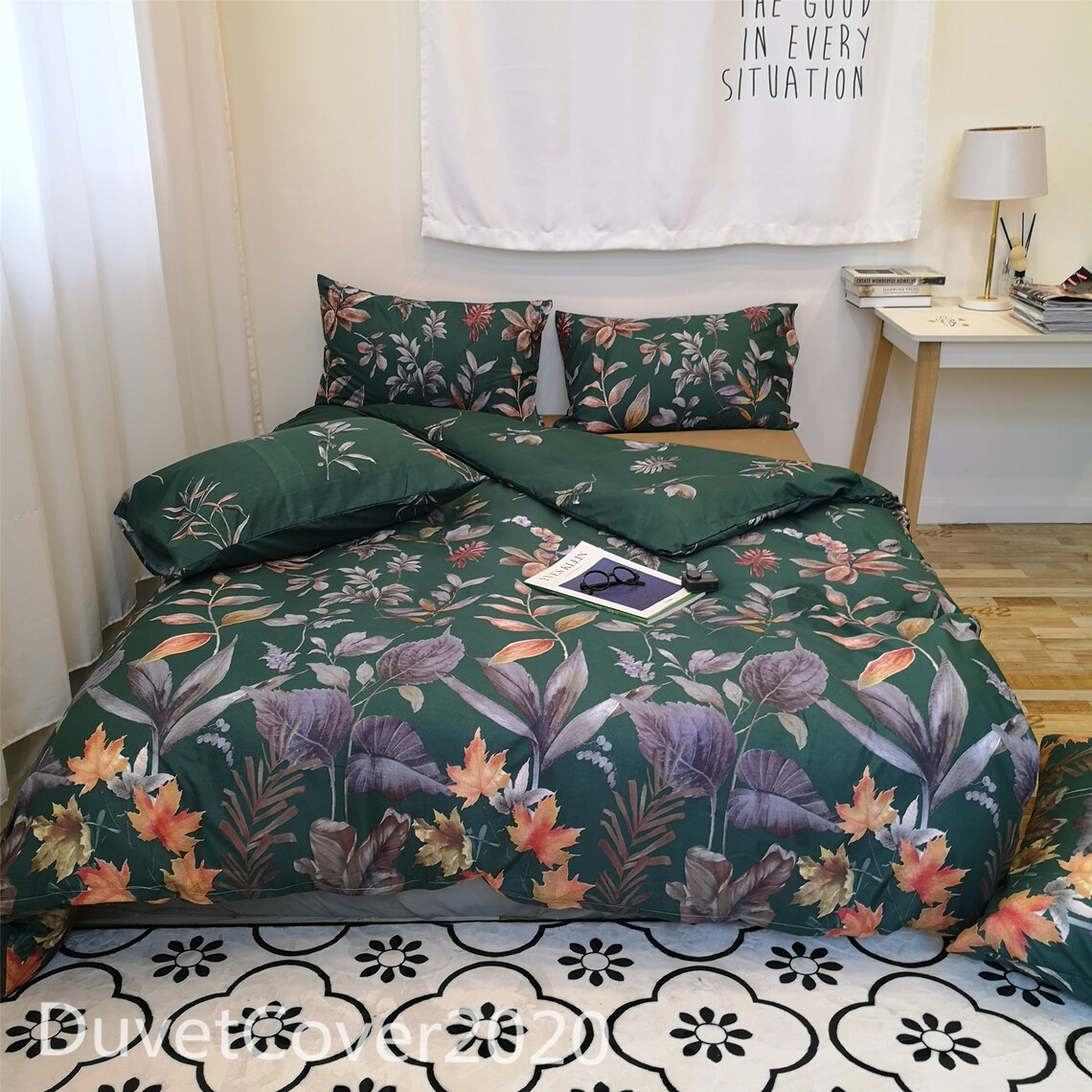 Green Floral Duvet Cover Queen King Twin Double Single Duvet Etsy