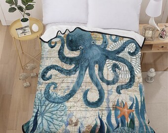 Moslion Octopus Throw Blanket Ocean Aqua Animal Octopus Jellyfish Doodle Blanket Home Decorative Flannel Warm Travel Blankets 50x60 Inch for Couch Bed Black White Moslion Octopus Throw Blanket Ocean Aqua Animal Octopus Jellyfish Doodle Blanket Home Decorative Flannel Warm Travel Blankets 50x60 Inch for Couch Bed Black White
