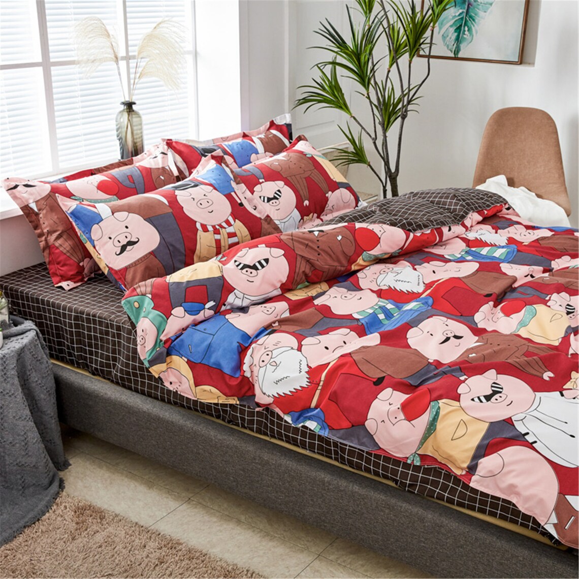 Animals Pigs Print Duvet Cover Lovely Bedding Set Queen King Etsy