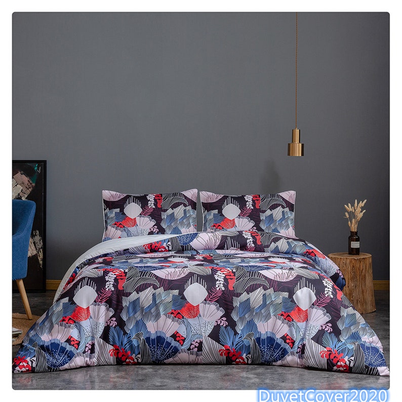 British Style Vintage Duvet Cover Red Floral Duvet Cover Queen Etsy