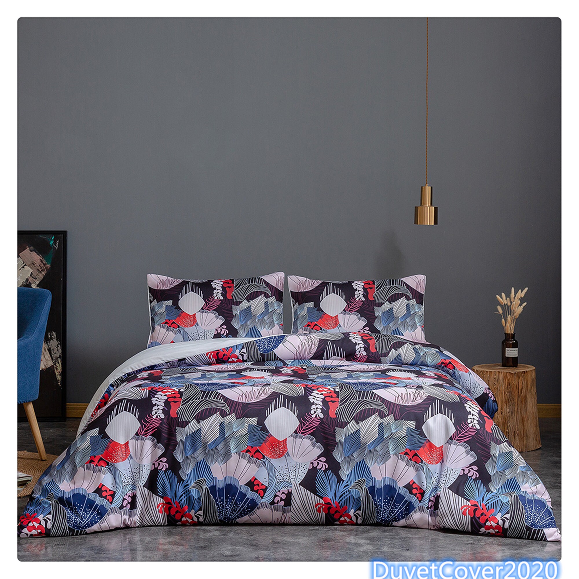 British Style Vintage Duvet Cover Red Floral Duvet Cover Queen Etsy