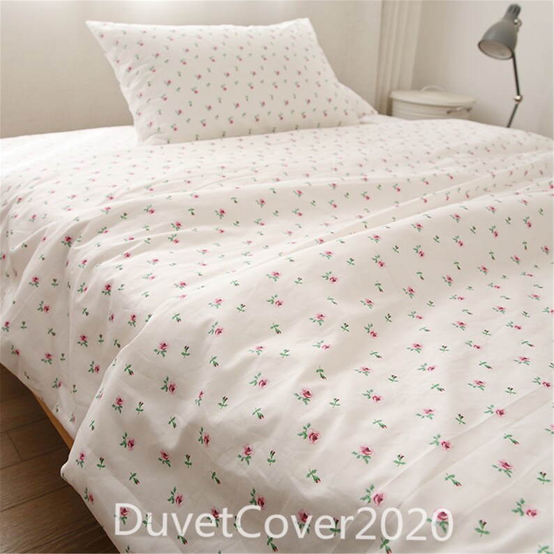 Customized Size White Cotton Duvet Covers With Roses100 Etsy