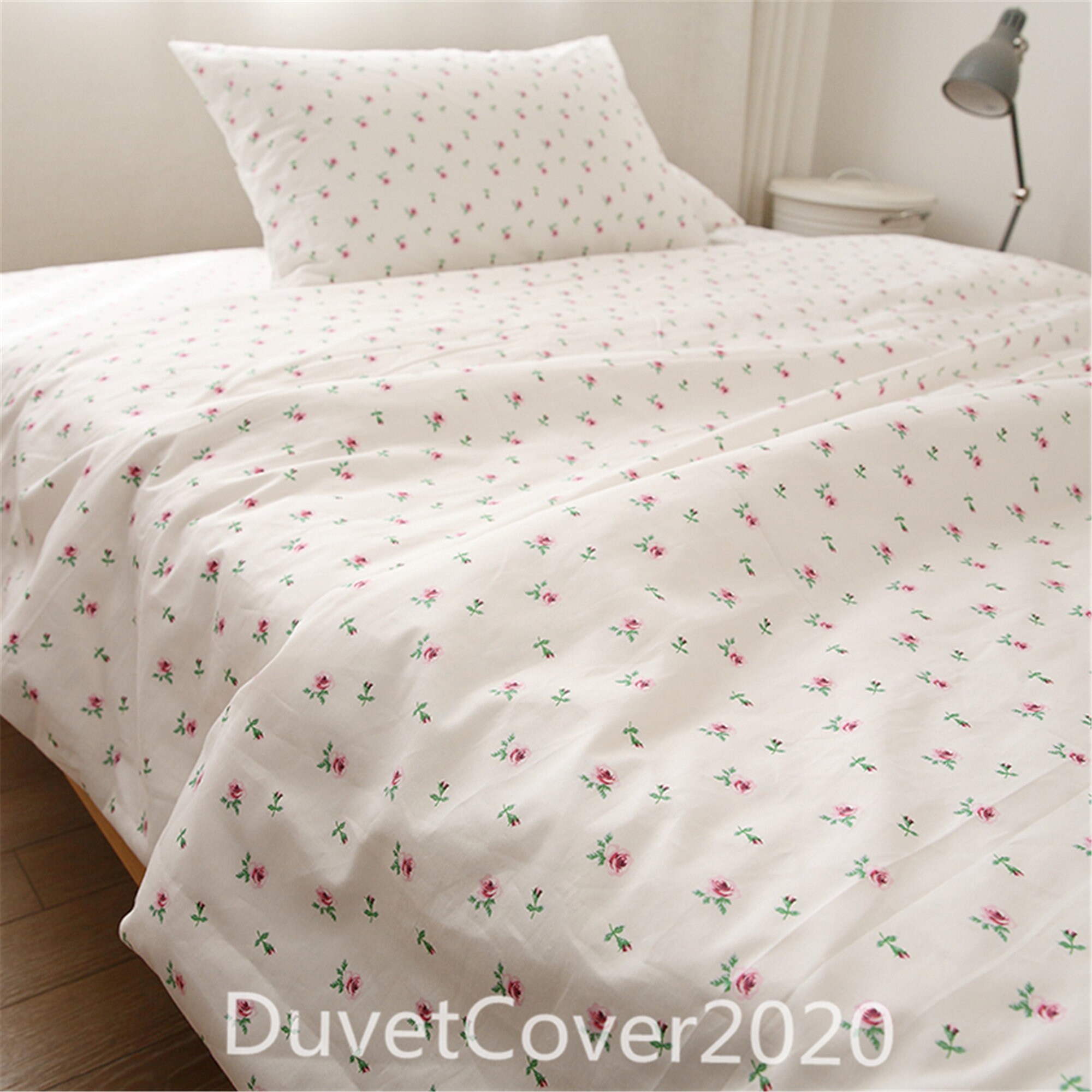 Customized Size White Cotton Duvet Covers With Roses100 Etsy