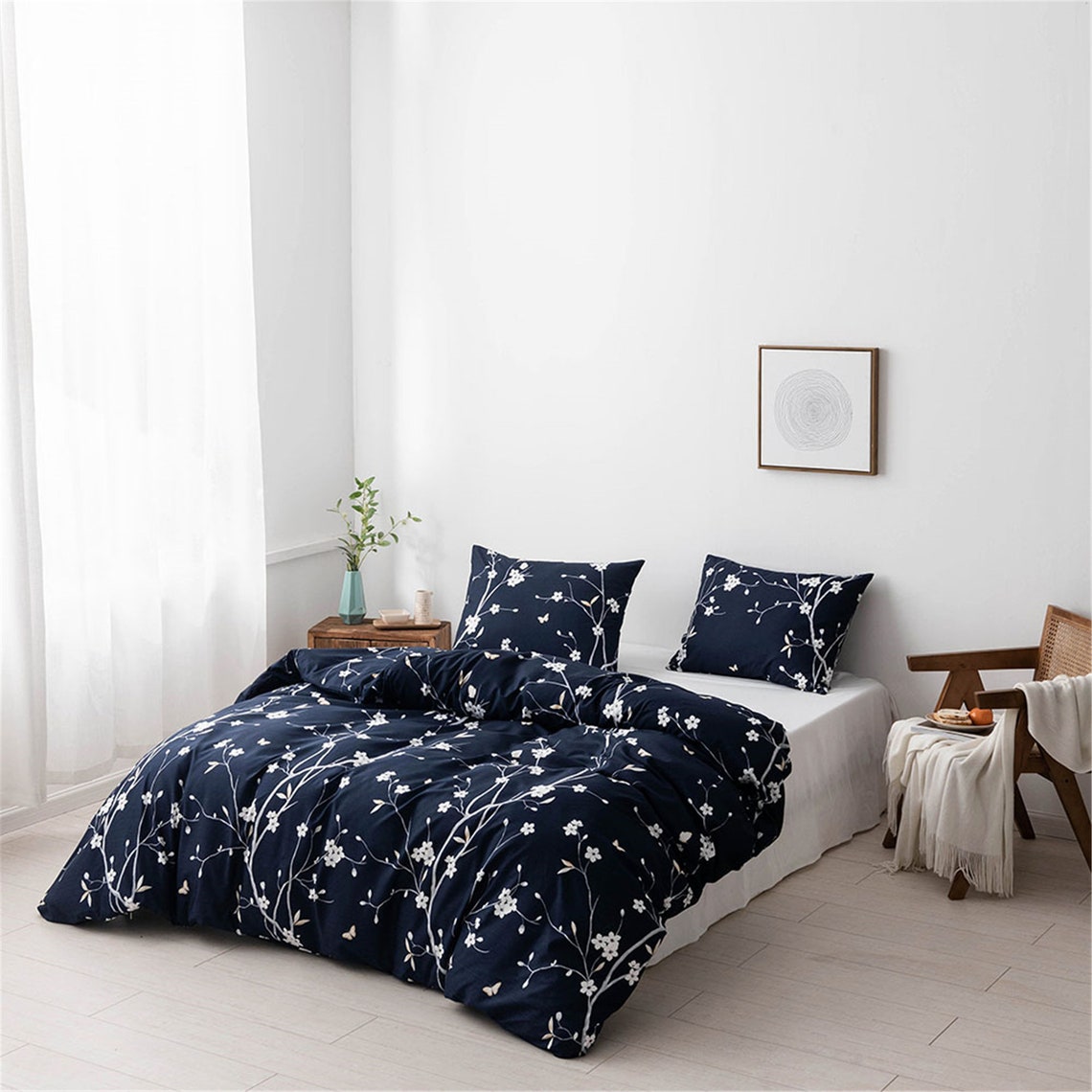 Navy Duvet Cover Summer Soft Skinfriendly Floral Duvet Covers Etsy