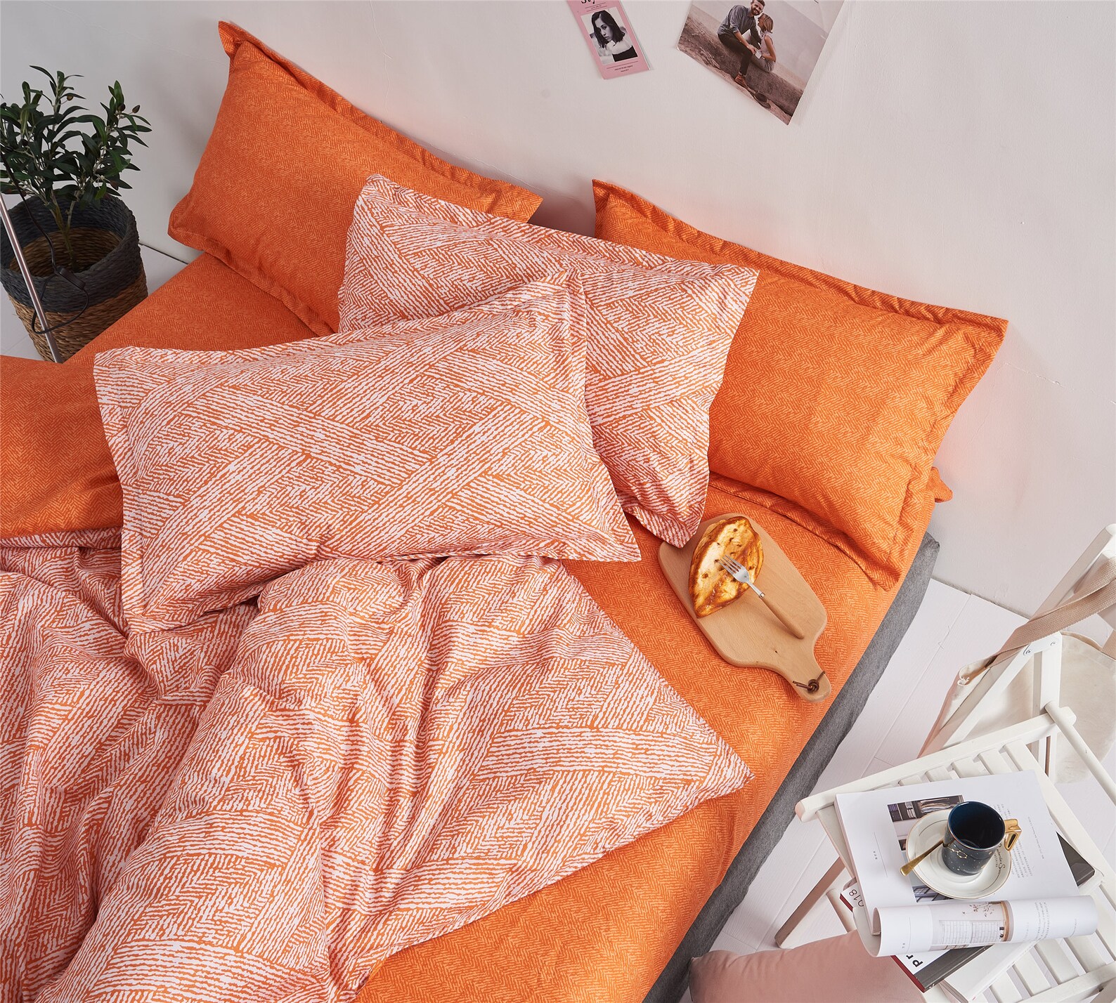 Duvet Cover Queen Twin Double Orange Striped Bedding Set Kids Etsy