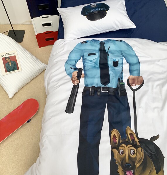 Funny Duvet Cover Policeman Dog Print 