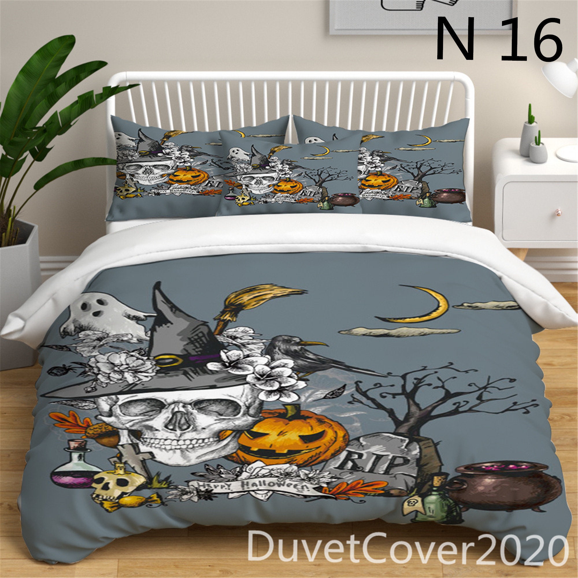 Halloween Duvet Cover Set Queen Twin King Double Etsy
