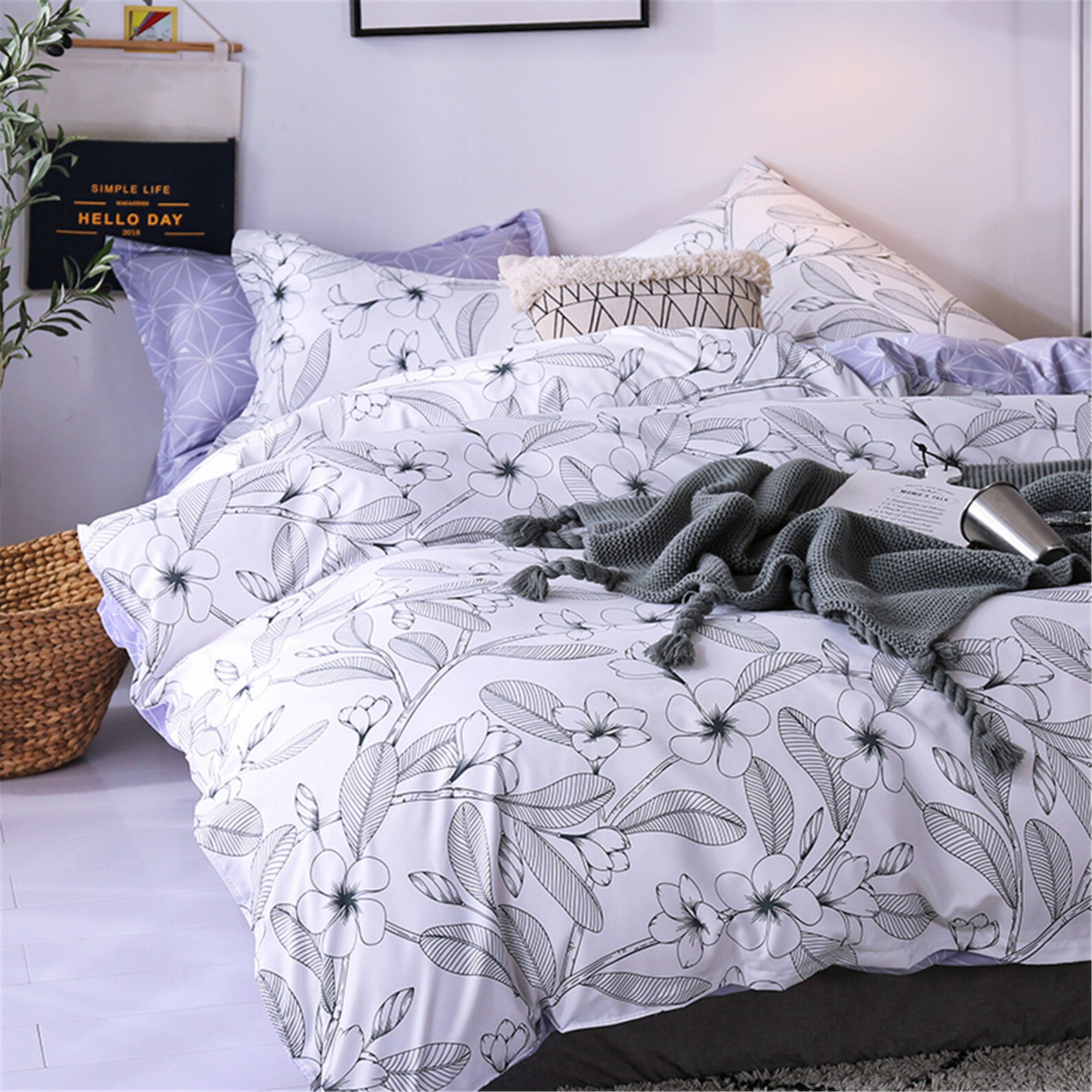 Elegant Duvet Cover Purple Floral Queen Twin Double Bedding Etsy