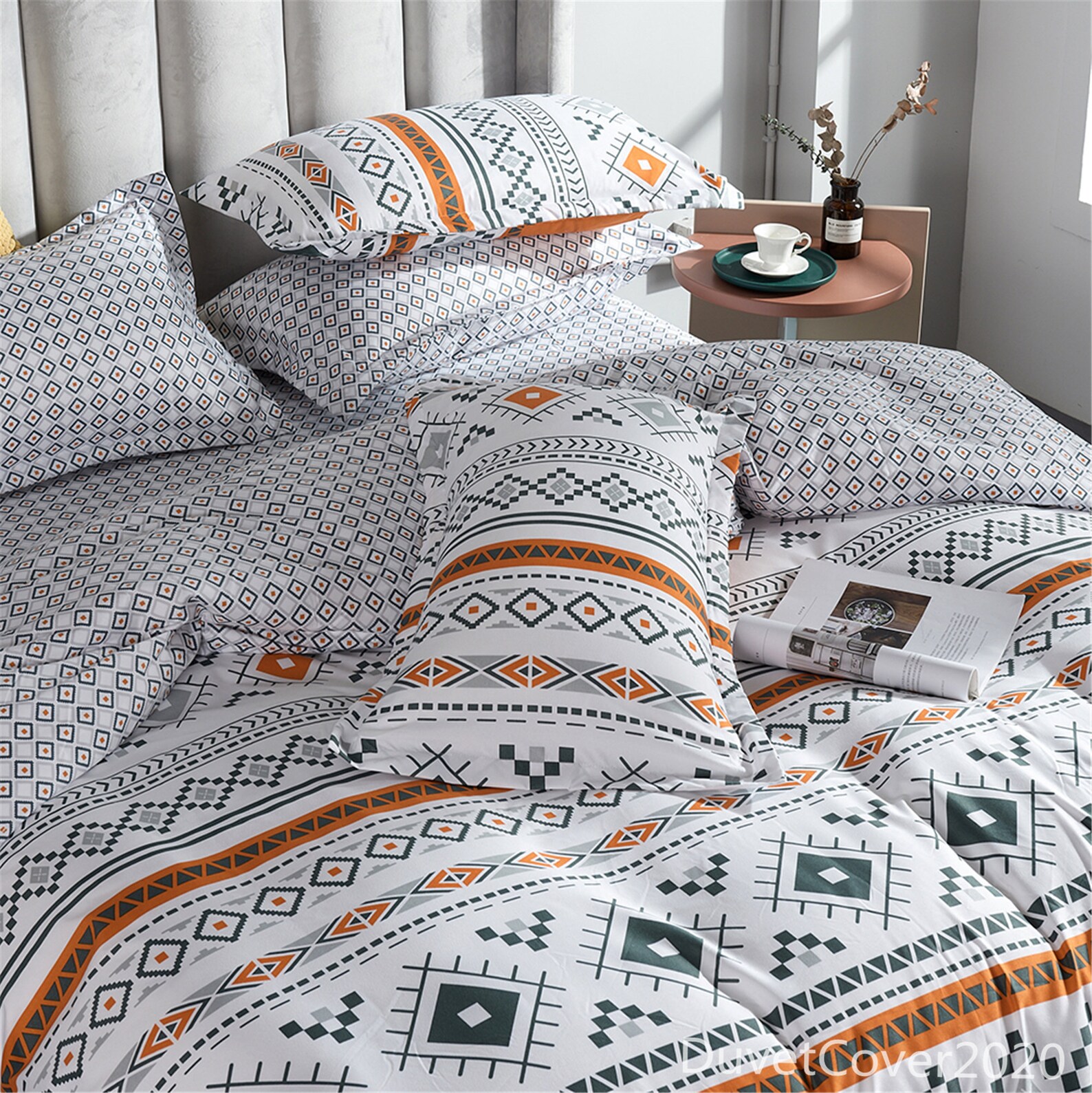 White Striped Plaid Duvet CoverBedding Set Queen TwinDuvet Etsy