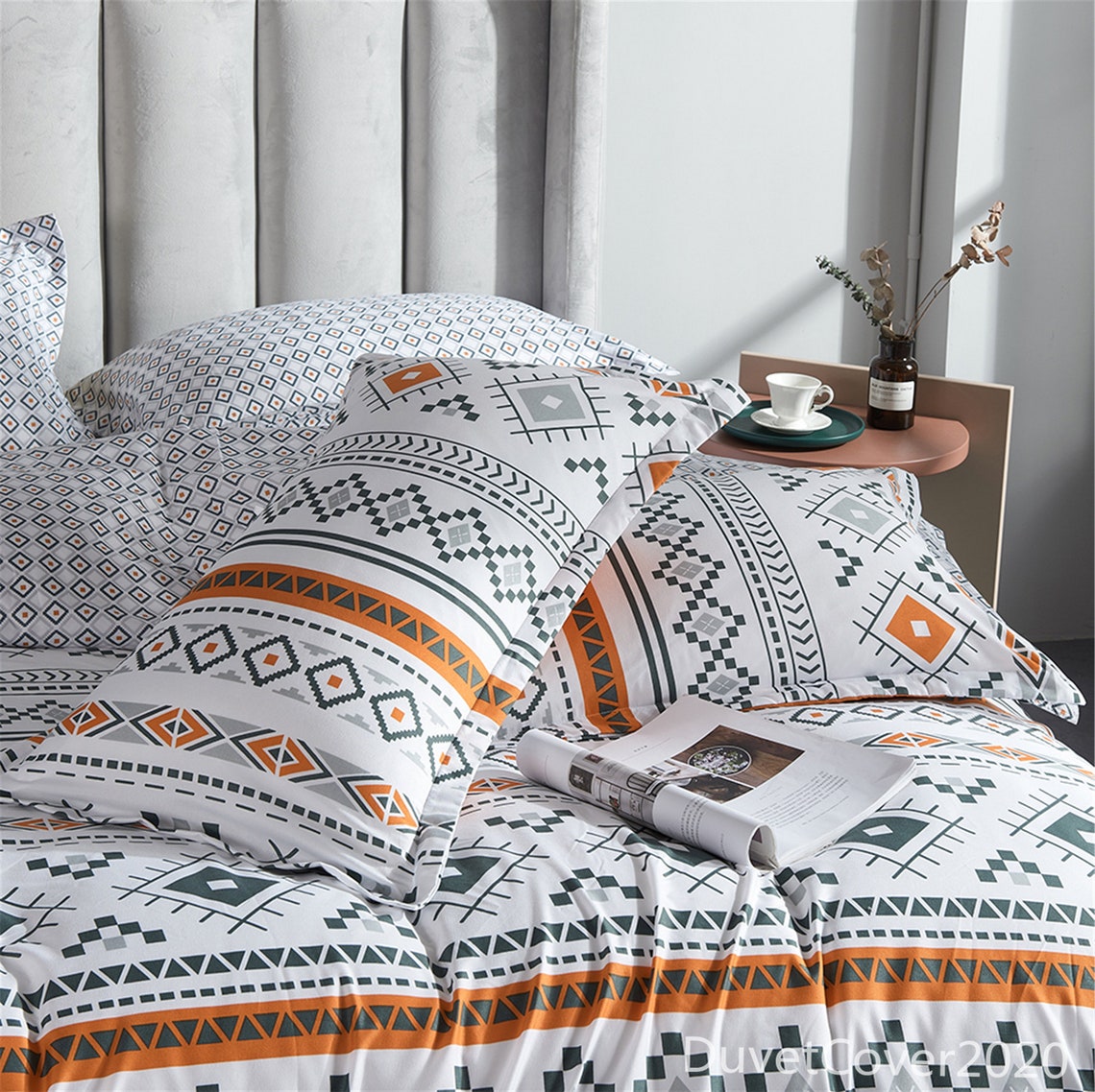 White Striped Plaid Duvet CoverBedding Set Queen TwinDuvet Etsy