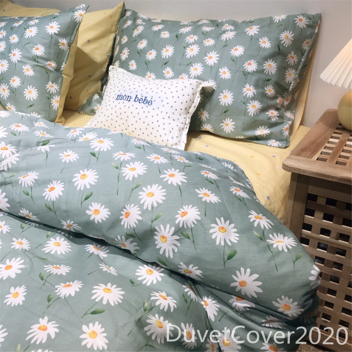 Daisy Floral Duvet Cover Cotton4PC Set Duvet CoverFlat Etsy