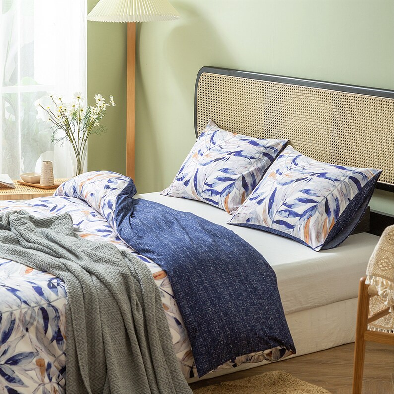 Vintage Navy Floral Duvet Cover Queen King Twin Duvet Cover Etsy