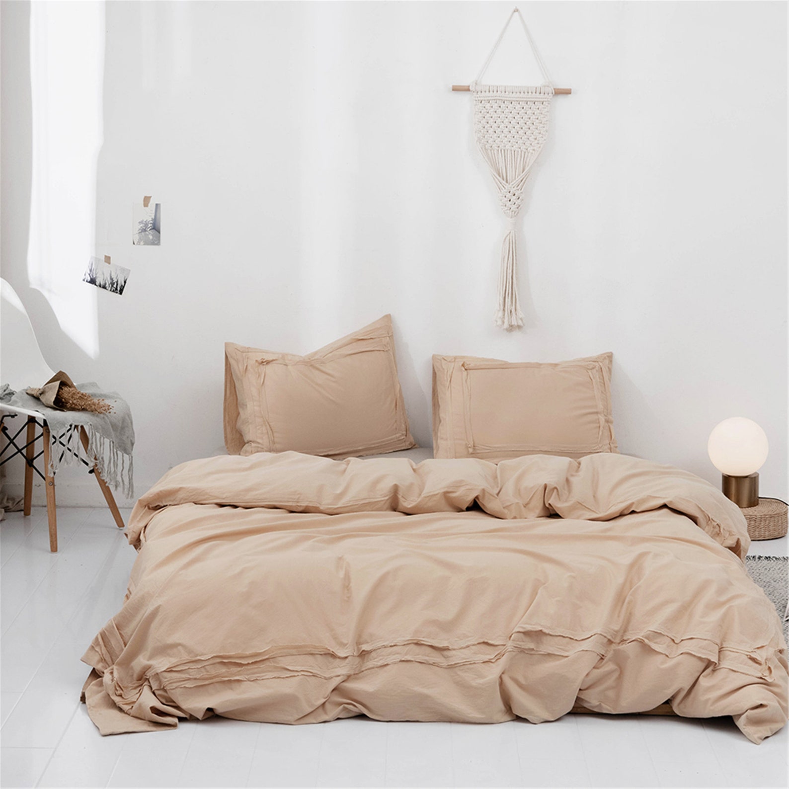 Khaki Concise Duvet Cover Set Soft 100 Cotton Bed Set Twin Etsy