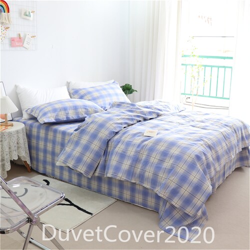 100 Cotton Blue Plaid Duvet Cover Etsy