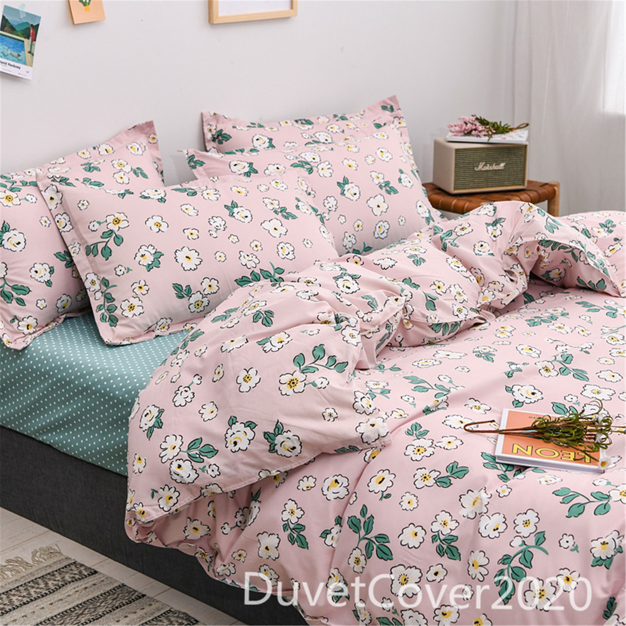 Pink Floral Duvet Cover QueenDuvet Covers Etsy