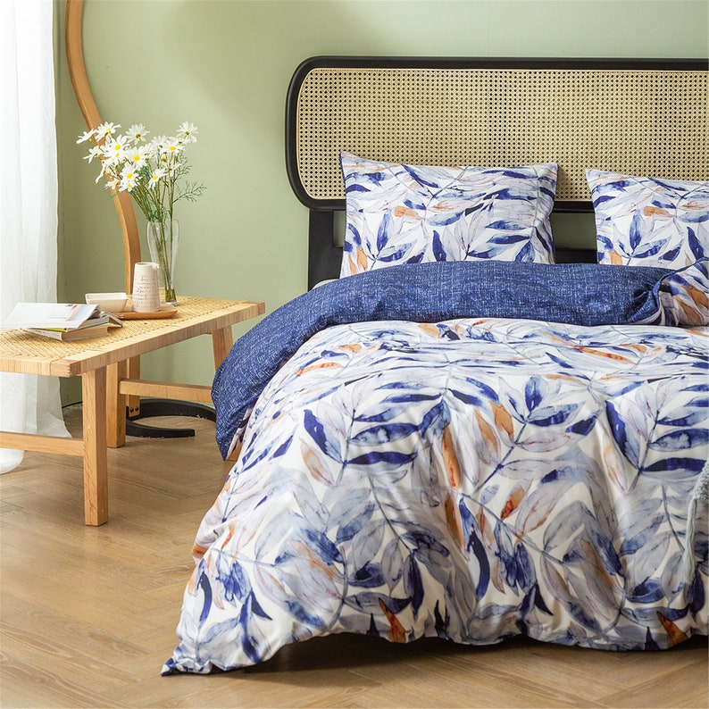 Vintage Navy Floral Duvet Cover Queen King Twin Duvet Cover Etsy