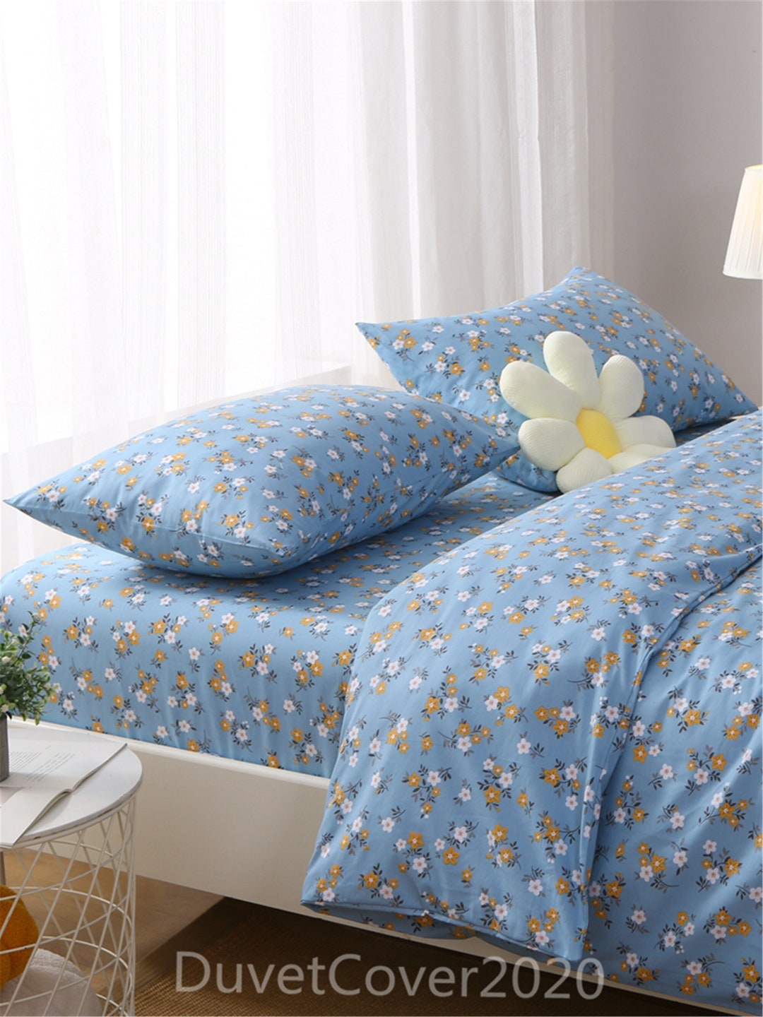 2023 New Blue Floral Duvet Cover Queen/twin/full/king Etsy