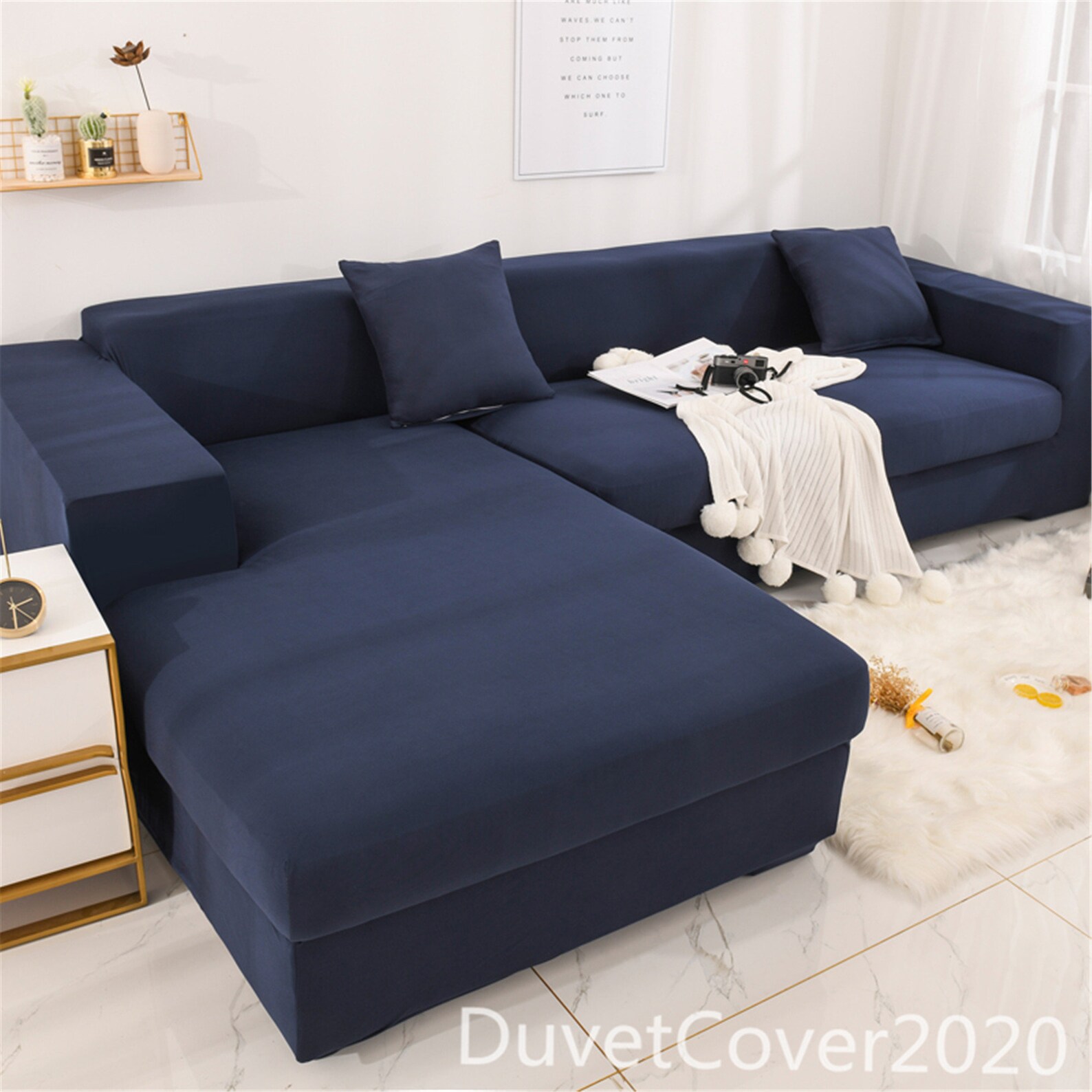 Solid Color Navy Sofa CoverSlipcoversSofa Cover Etsy