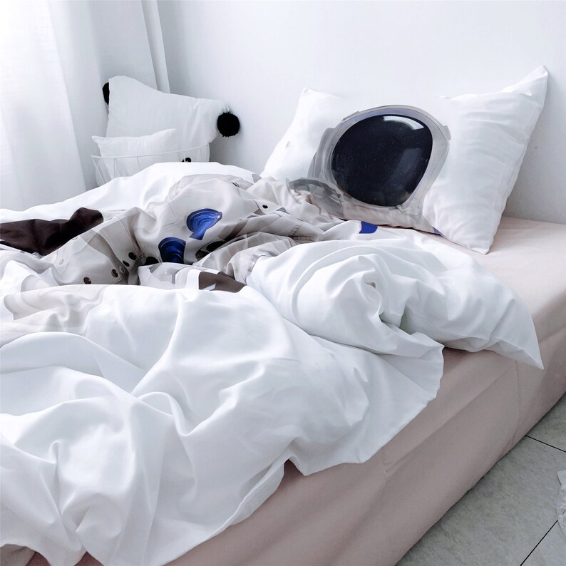 Funny Duvet Cover Spaceman Figure Print Duvet Covers Single Etsy