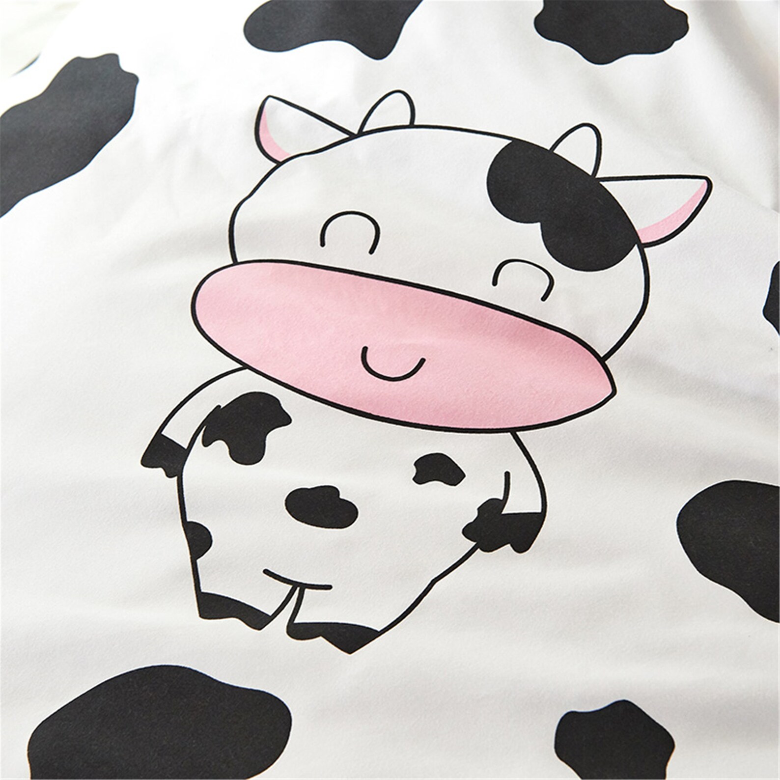 White Cow Print Plaid Duvet Cover Double Side Bedding Set 4pc Etsy