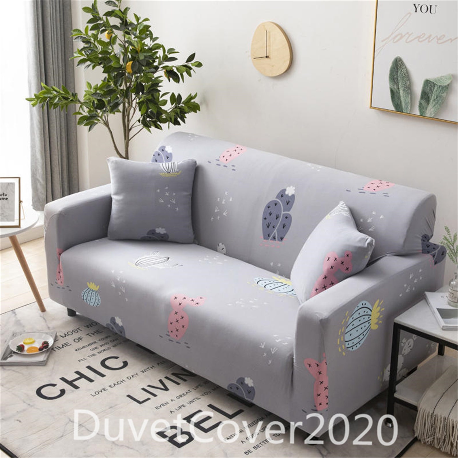 Gray Couch Cover Fruits Print Sofa CoverSlipcoversSofa Cover Etsy