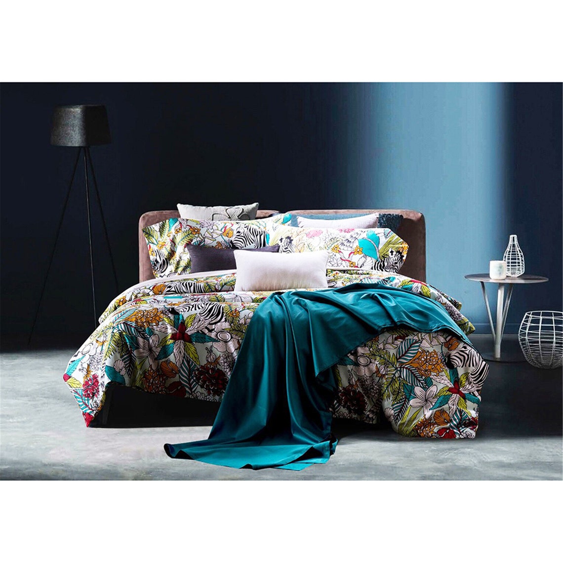 British Style Vintage Duvet Cover Green Floral Duvet Cover Etsy