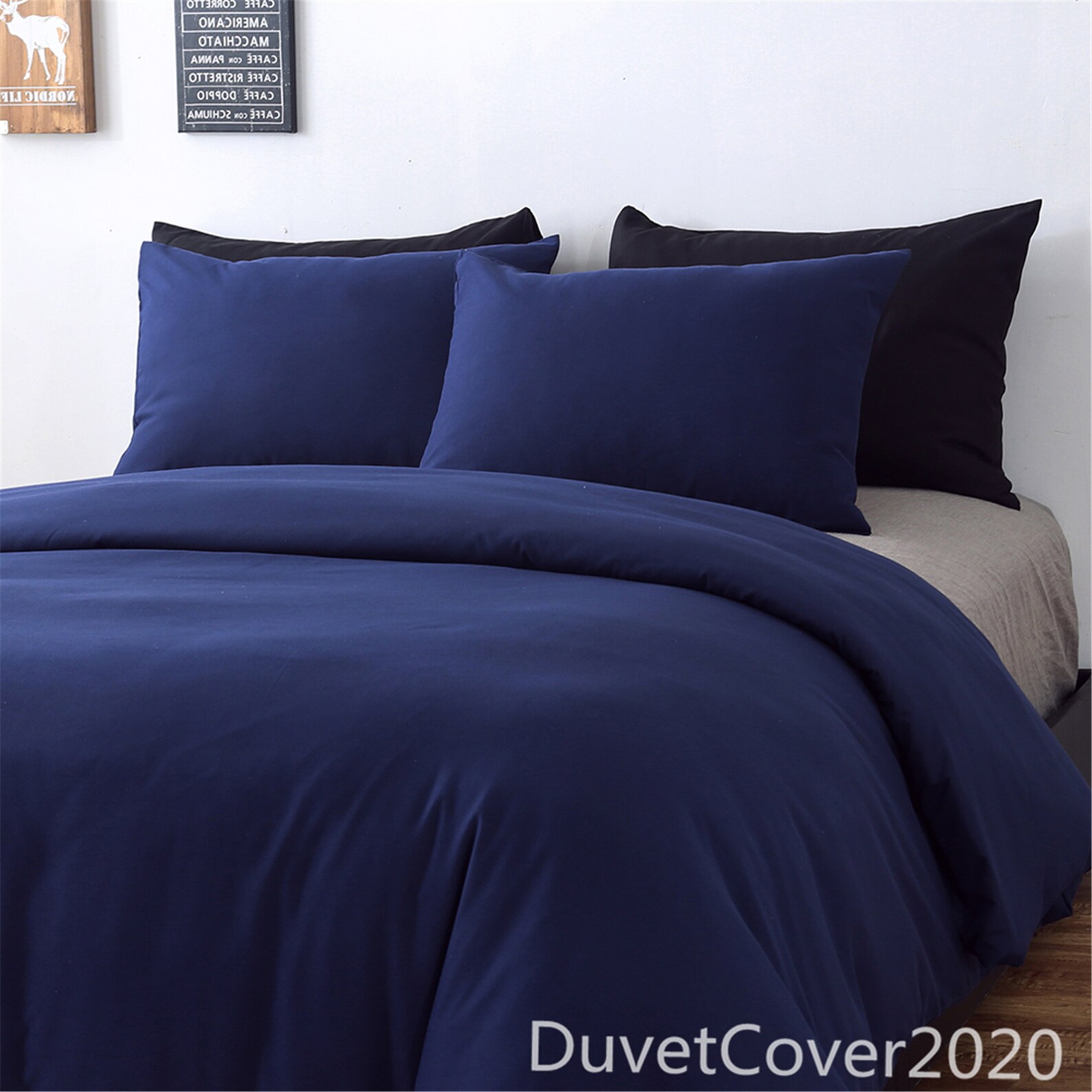 Navy Duvet Cover Twin Queen King Solid Color Duvet Covers Twin Etsy
