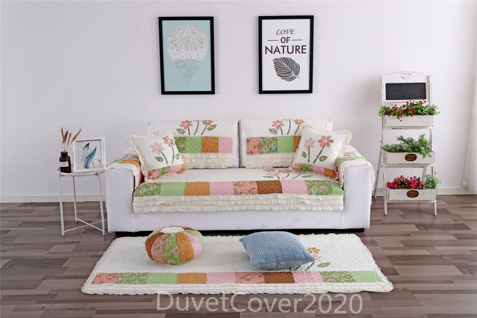 White Couch CoverApplique Thicken Cotton Sofa Etsy