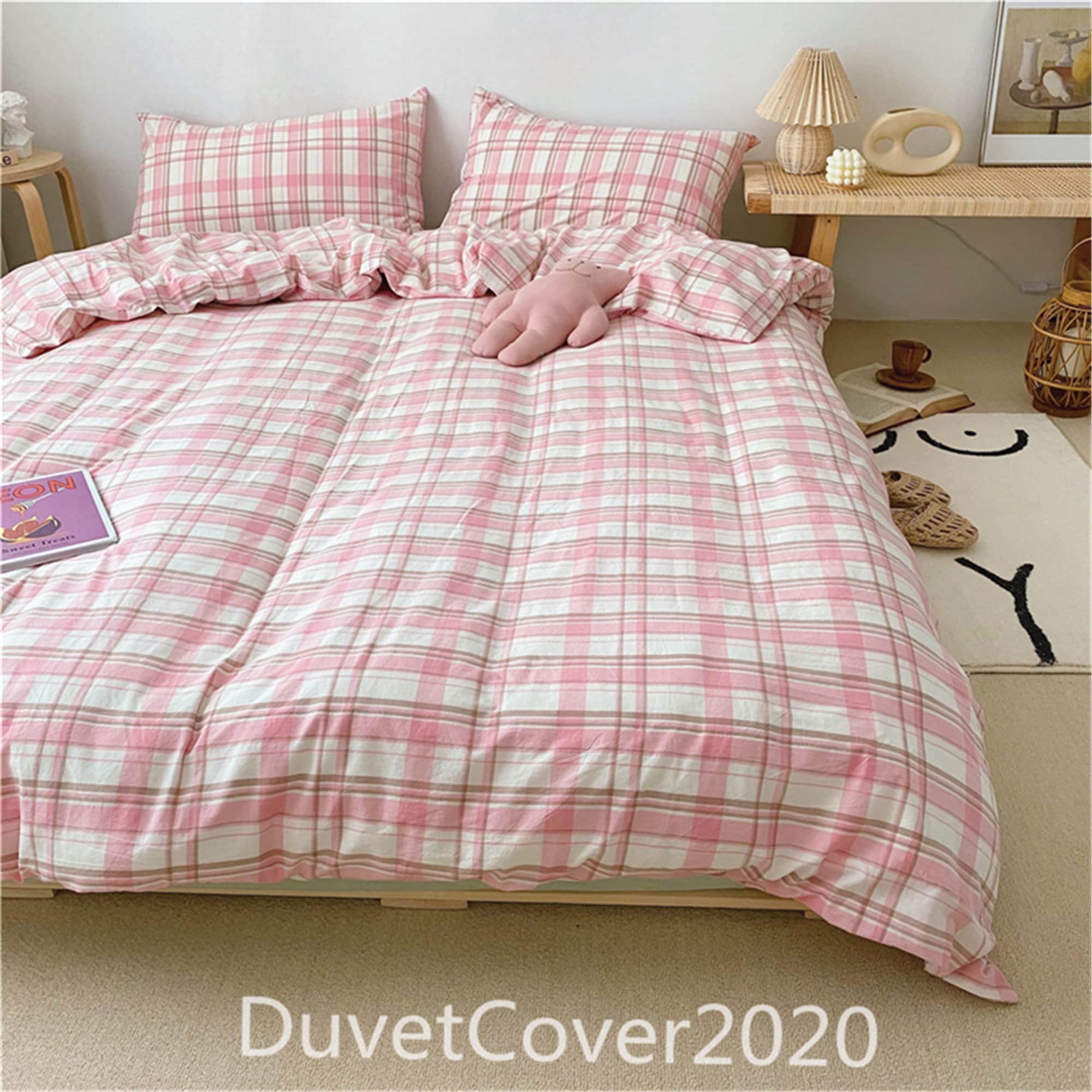 New Cotton Duvet Cover Set Quilted Bedding Set With Pillow Cases & Fitted Sheet 