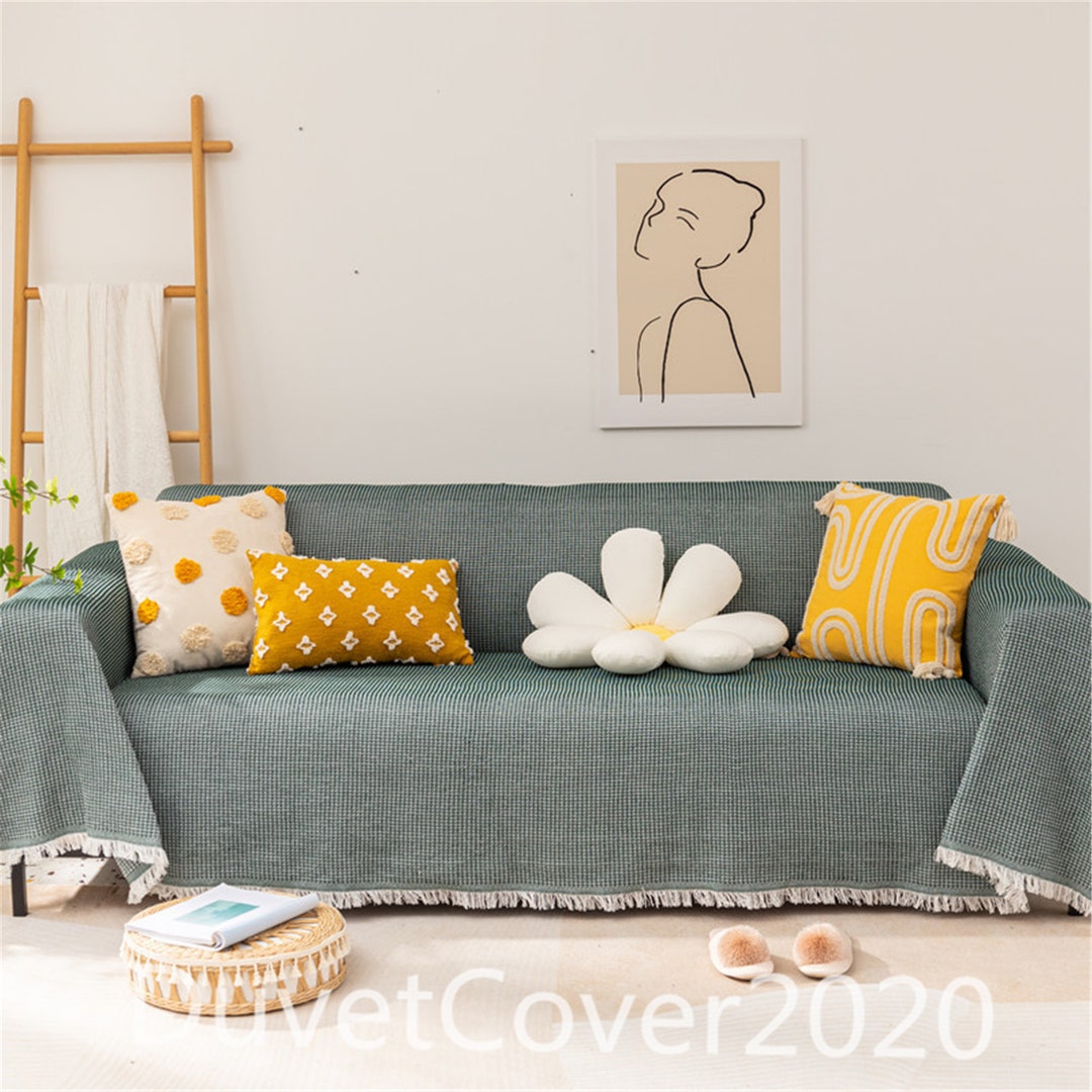 Ziekte uitlokken Duwen Buy Cotton Soft Couch Cover Green/blue/yellow/khaki/black Sofa Online in  India - Etsy