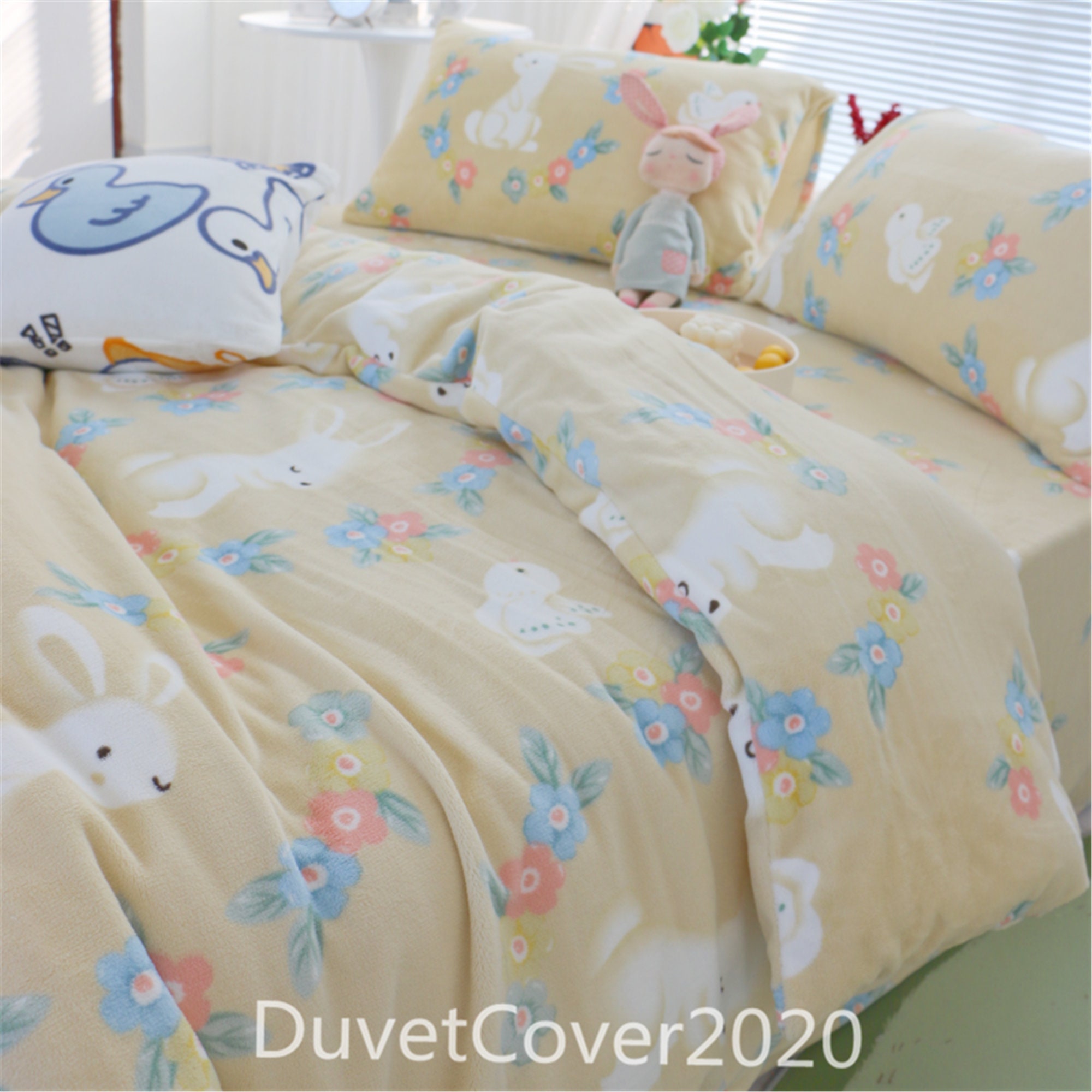 Fleece Light Yellow Duvet Cover Twin/full/queen/king for Etsy