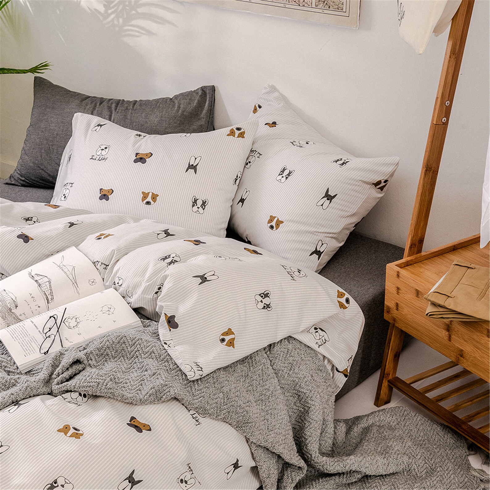 Cotton White Animals Dog Print Duvet Cover Set 3 Pic Soft - Etsy