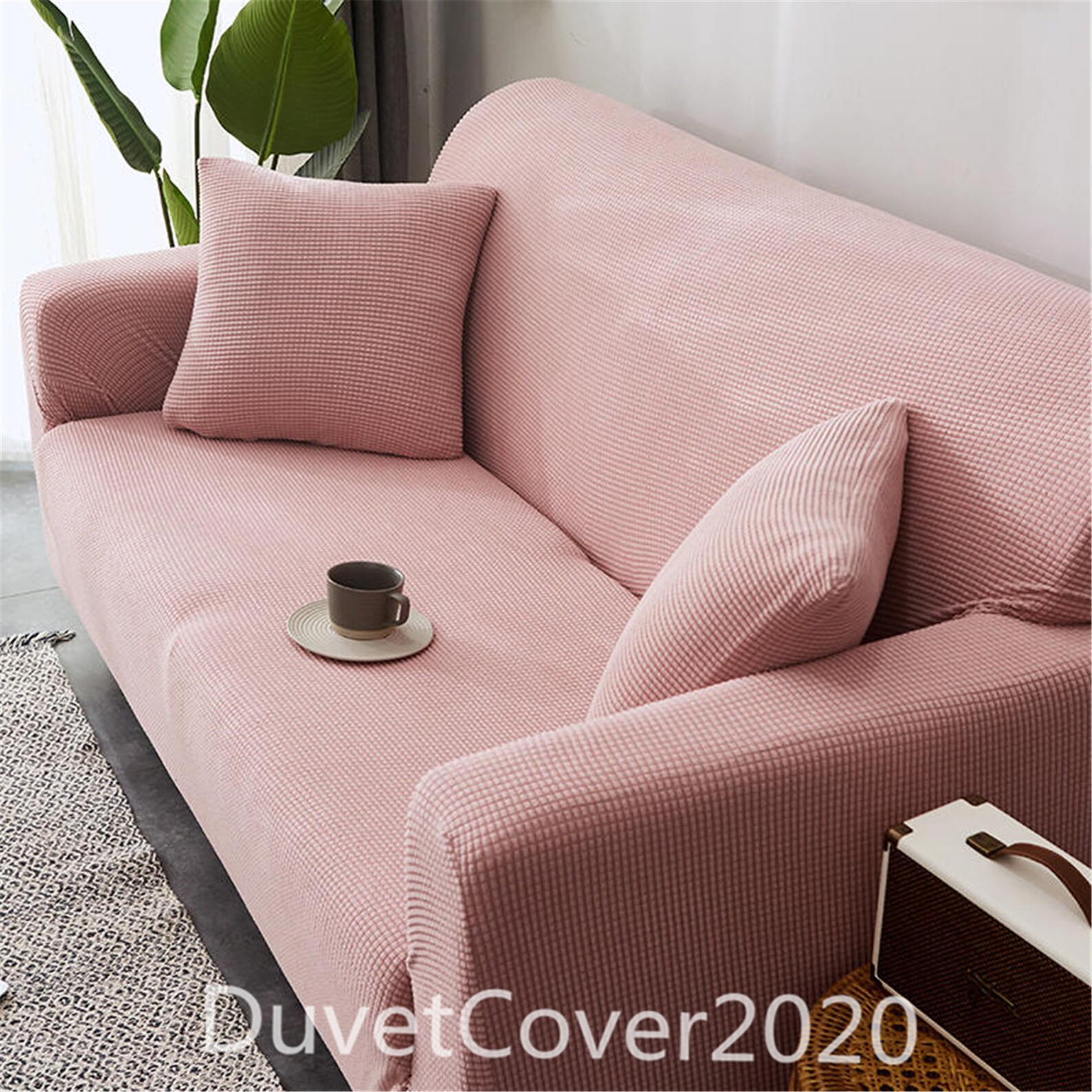 Sofa Cover StretchSolid Light Pink Couch Cover Sofa Etsy