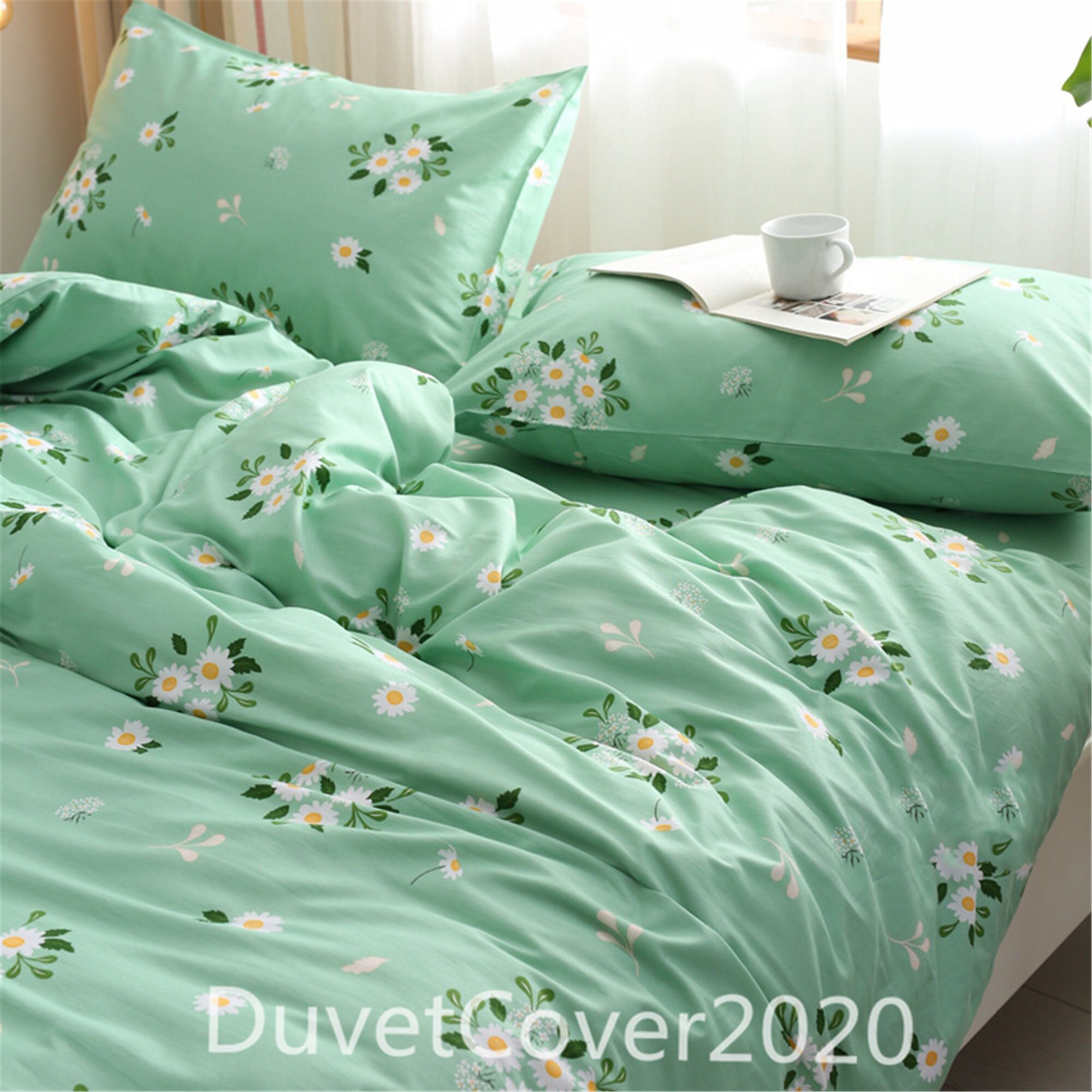 green and yellow duvet covers