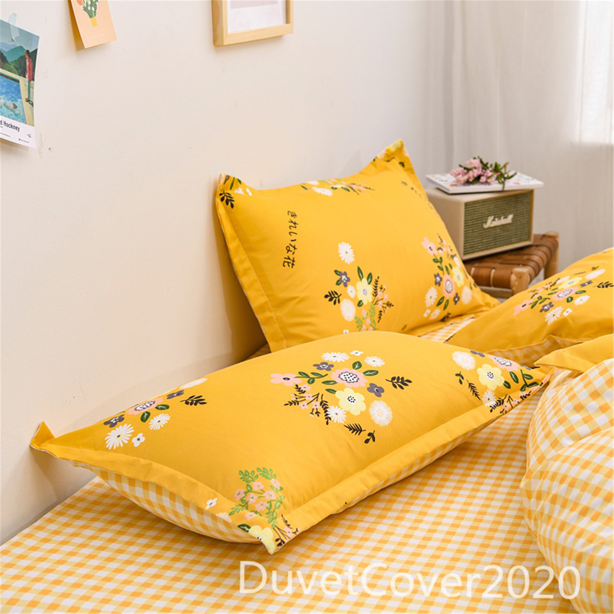 Yellow Floral Duvet Cover QueenDuvet Covers Etsy