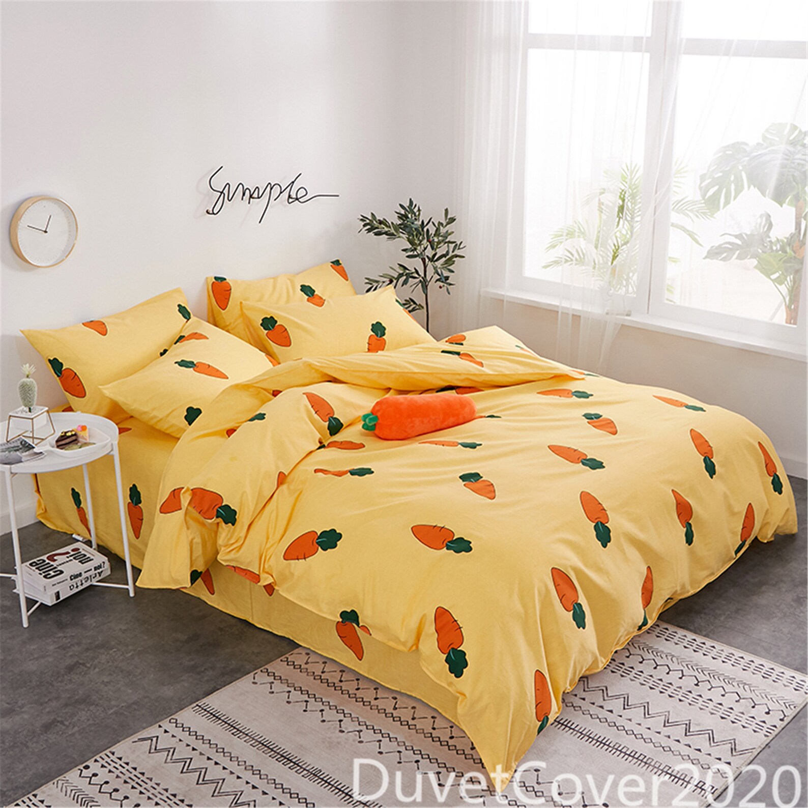 Carrot Yellow Duvet Covers 100 Cotton Duvet Cover Queen Full Etsy