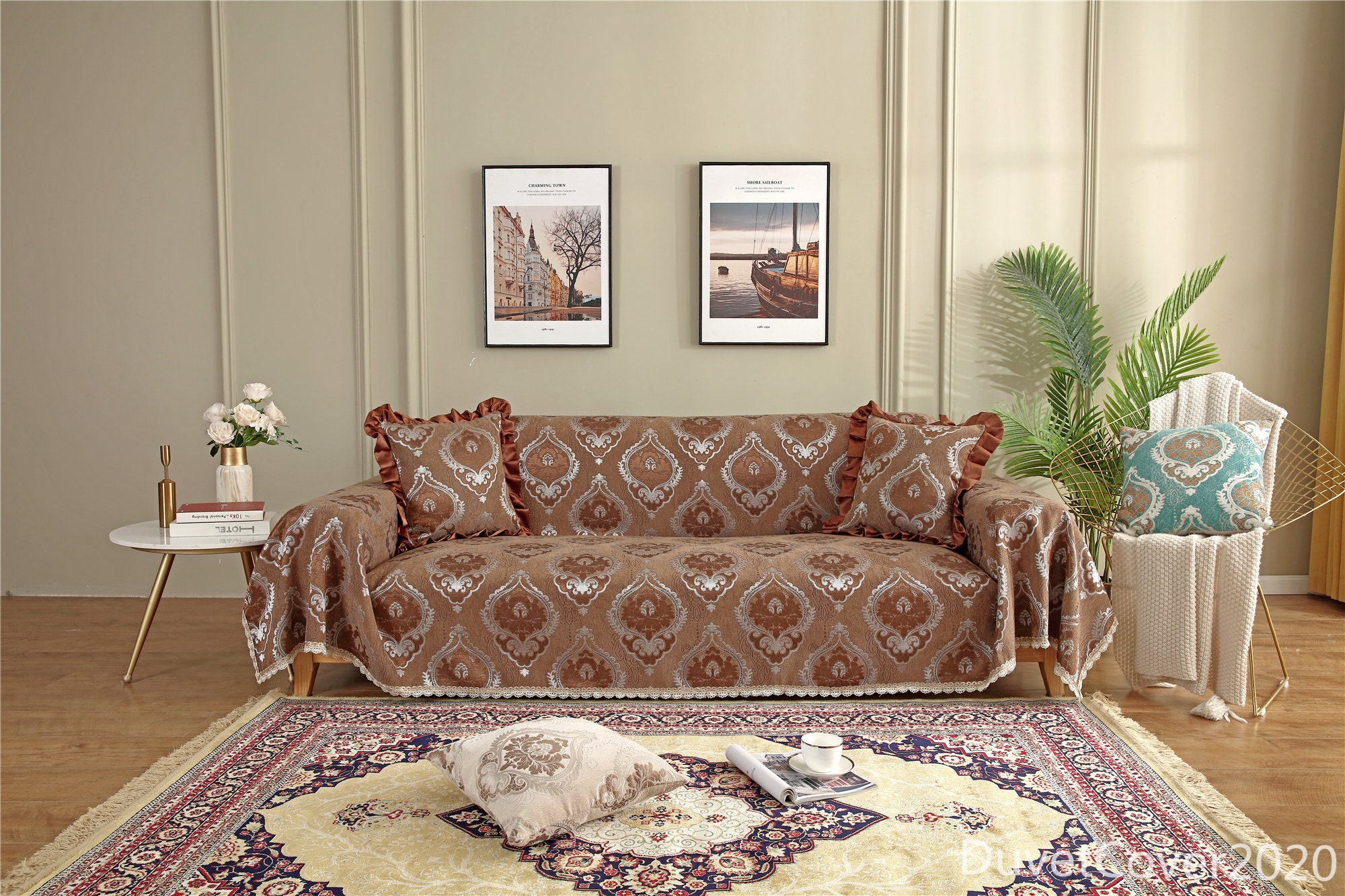 Brown Vintage Sofa CoverSlipcoversSofa CoversHome Etsy