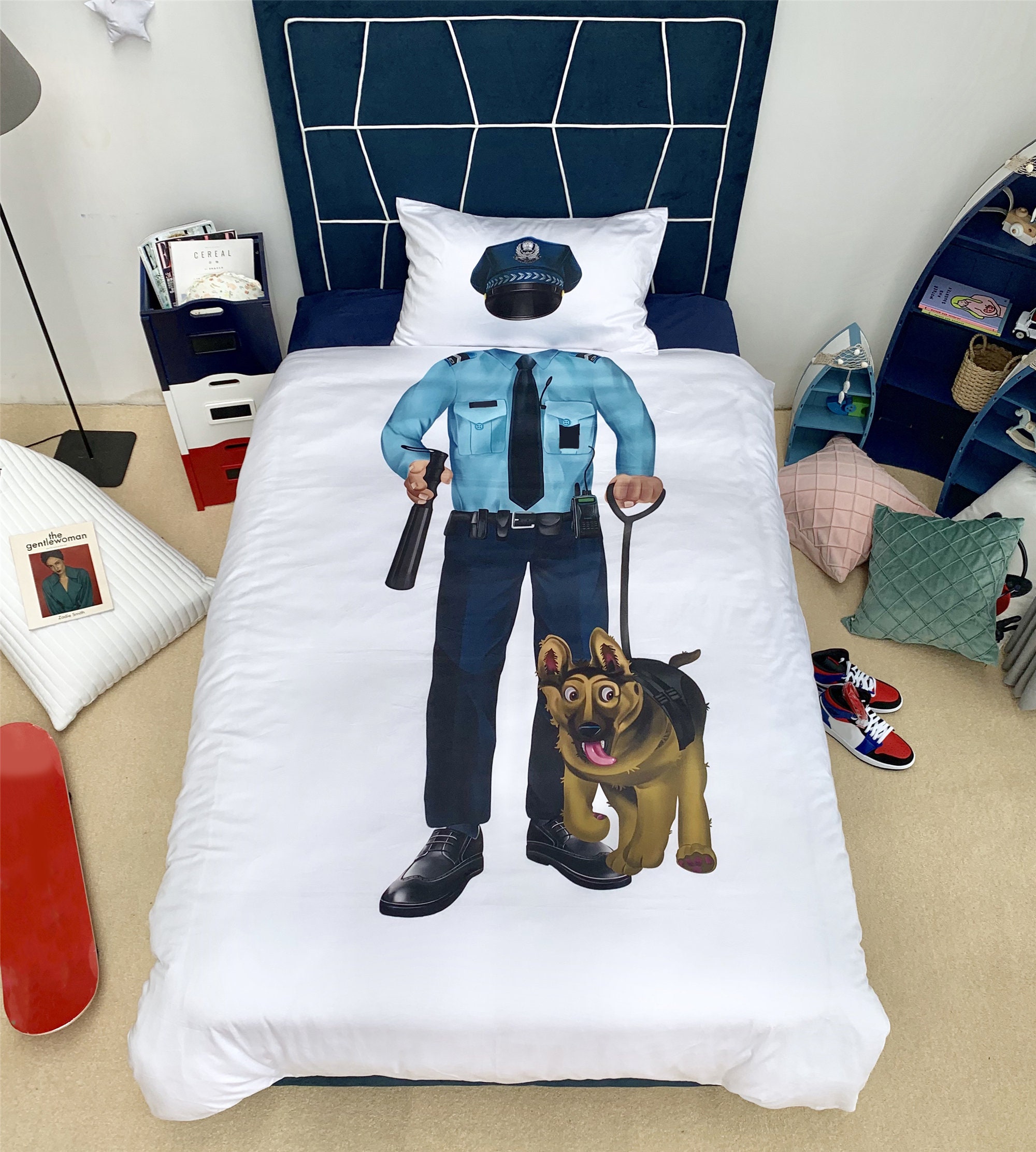 Funny Duvet Cover Policeman Dog Print 
