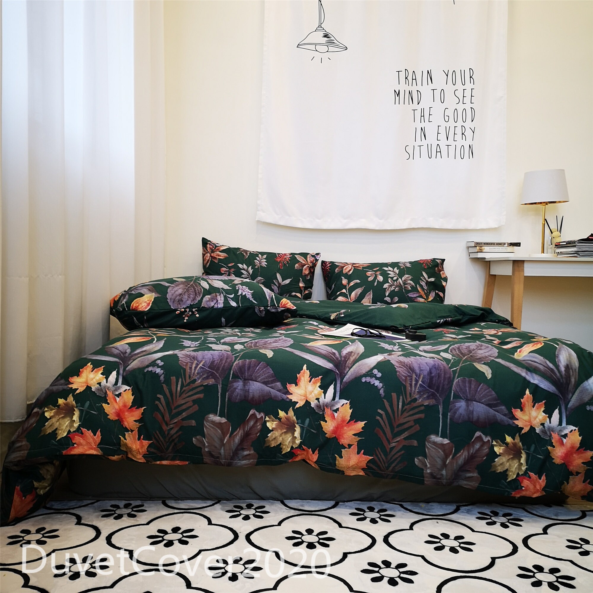 Green Floral Duvet Cover Queen King Twin Double Single Duvet Etsy