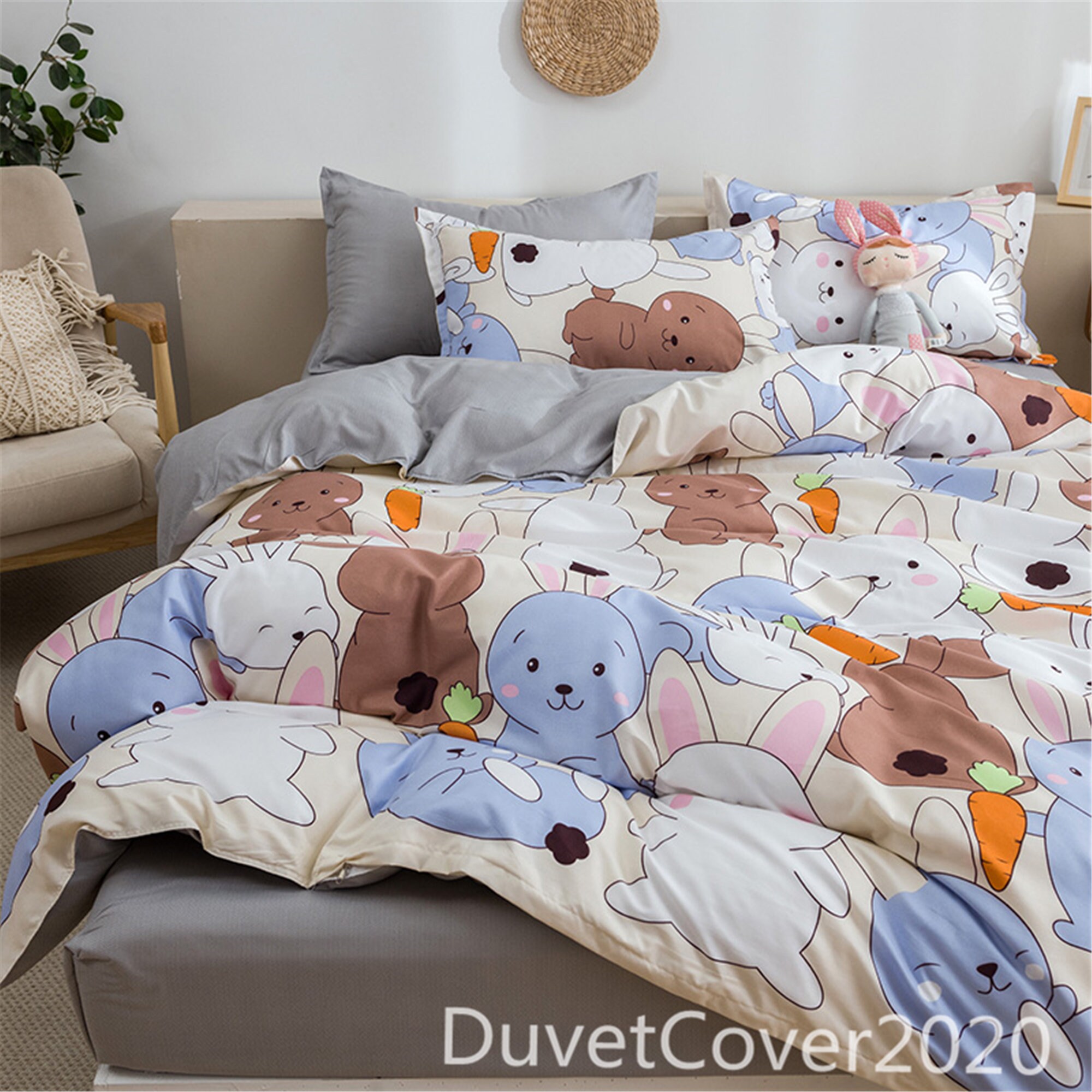 Lovely Rabbit Duvet Cover Queen Twin Single Doubleau/eu/fr Etsy