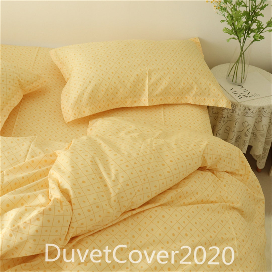 100 Cotton Yellow Plaid Duvet Cover Twin/full/queen Duvet Covers,quilt
