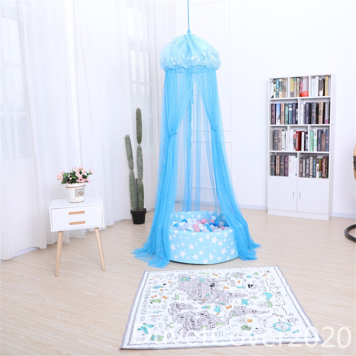 Blue Jellyfish Round Hood Bed CanopySheer Mesh Dome Bed Etsy