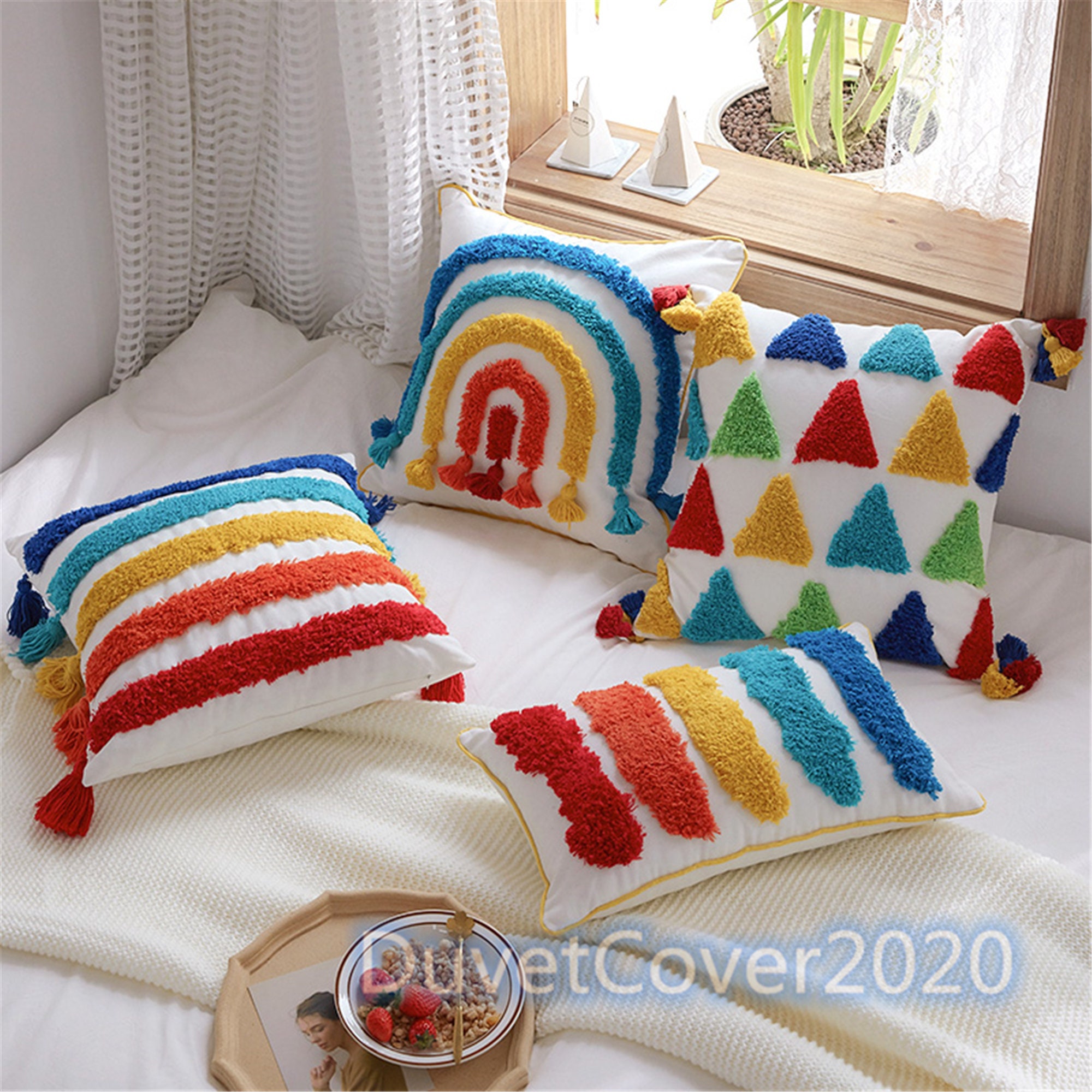 rainbow throw pillow