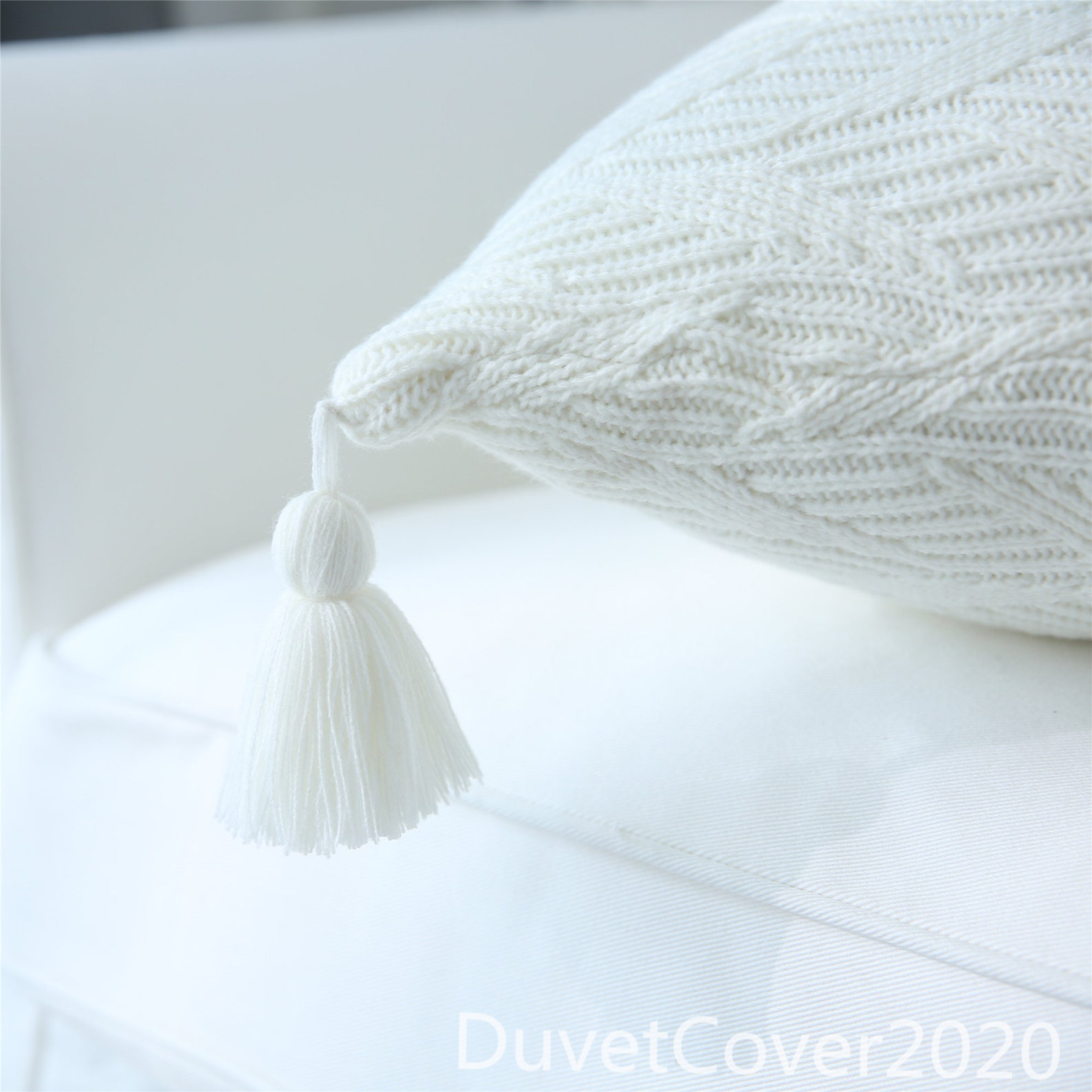 White Tassels Pillowcase Covers Knitting Lumbar Pillowcases Etsy