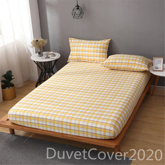100% Cotton Plaid Fitted Sheets US 