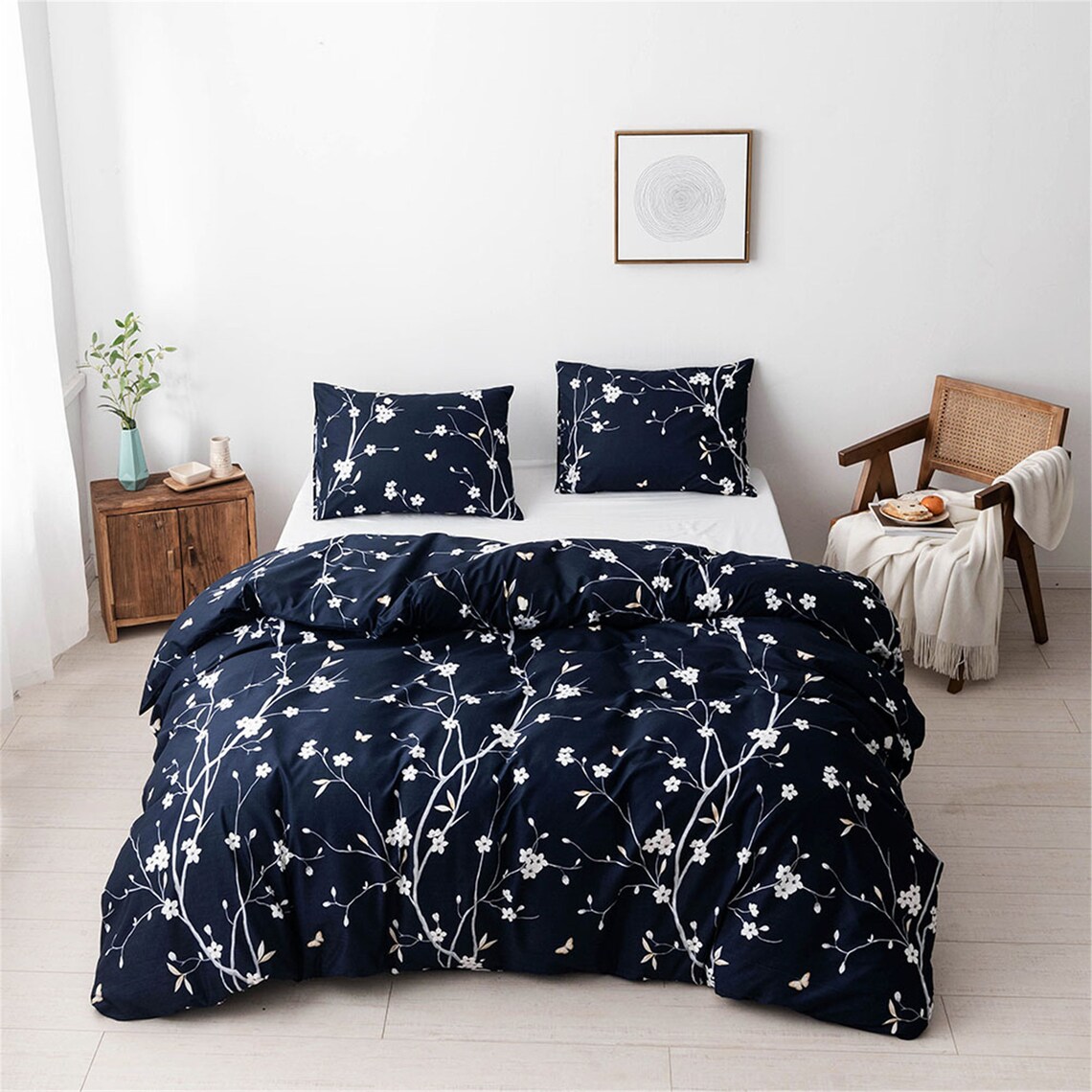 Navy Duvet Cover Summer Soft Skinfriendly Floral Duvet Covers Etsy