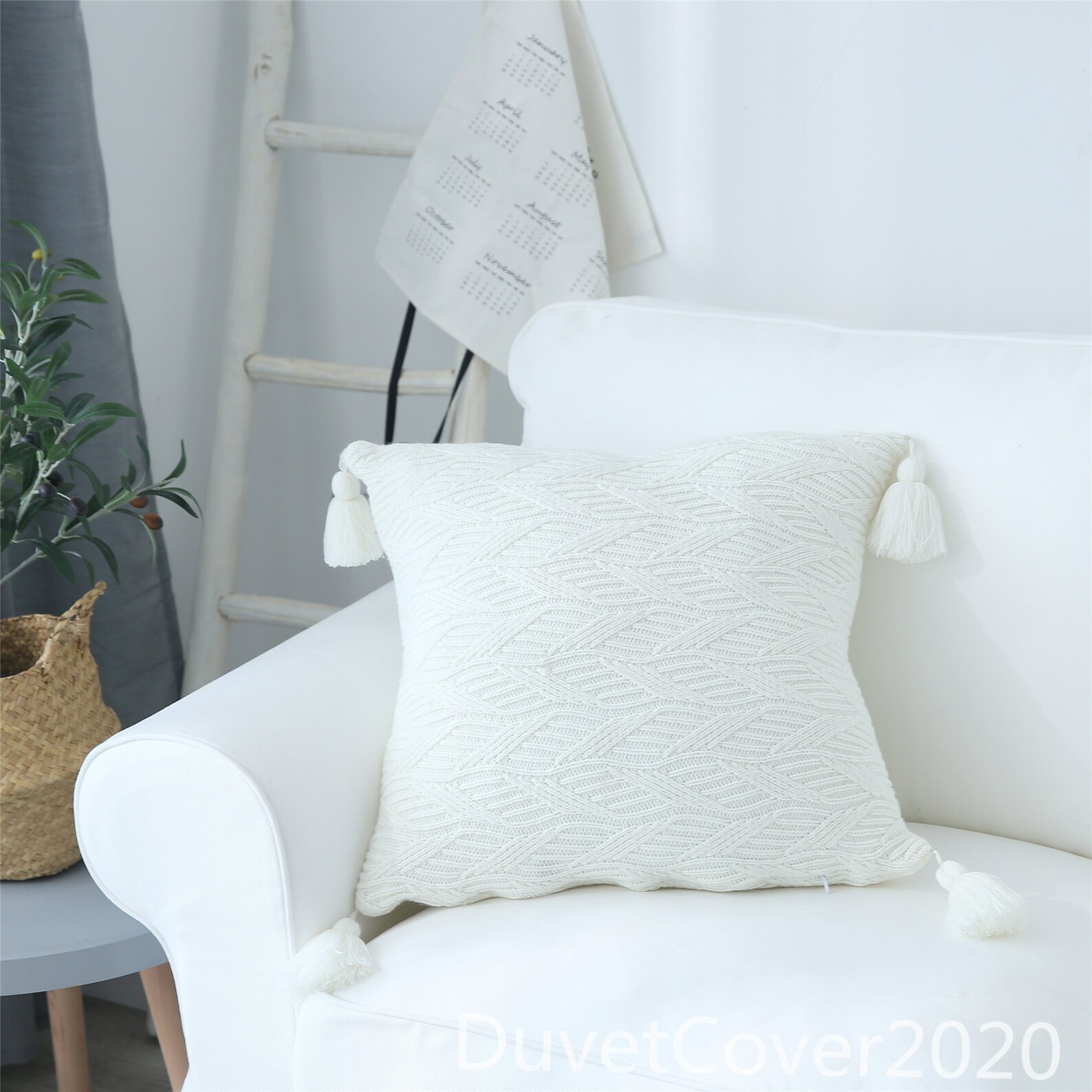 White Tassels Pillowcase Covers Knitting Lumbar Pillowcases Etsy