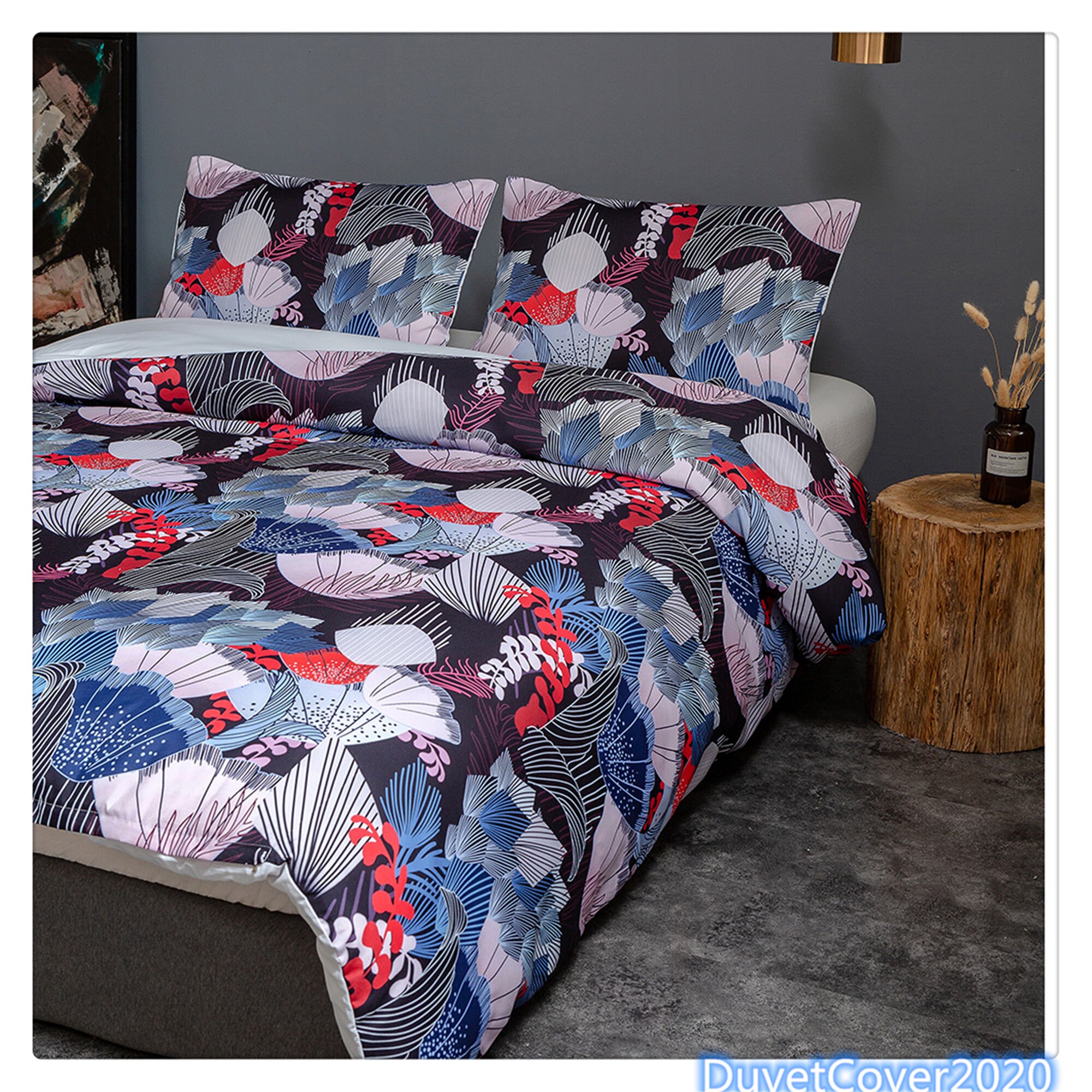 British Style Vintage Duvet Cover Red Floral Duvet Cover Queen Etsy