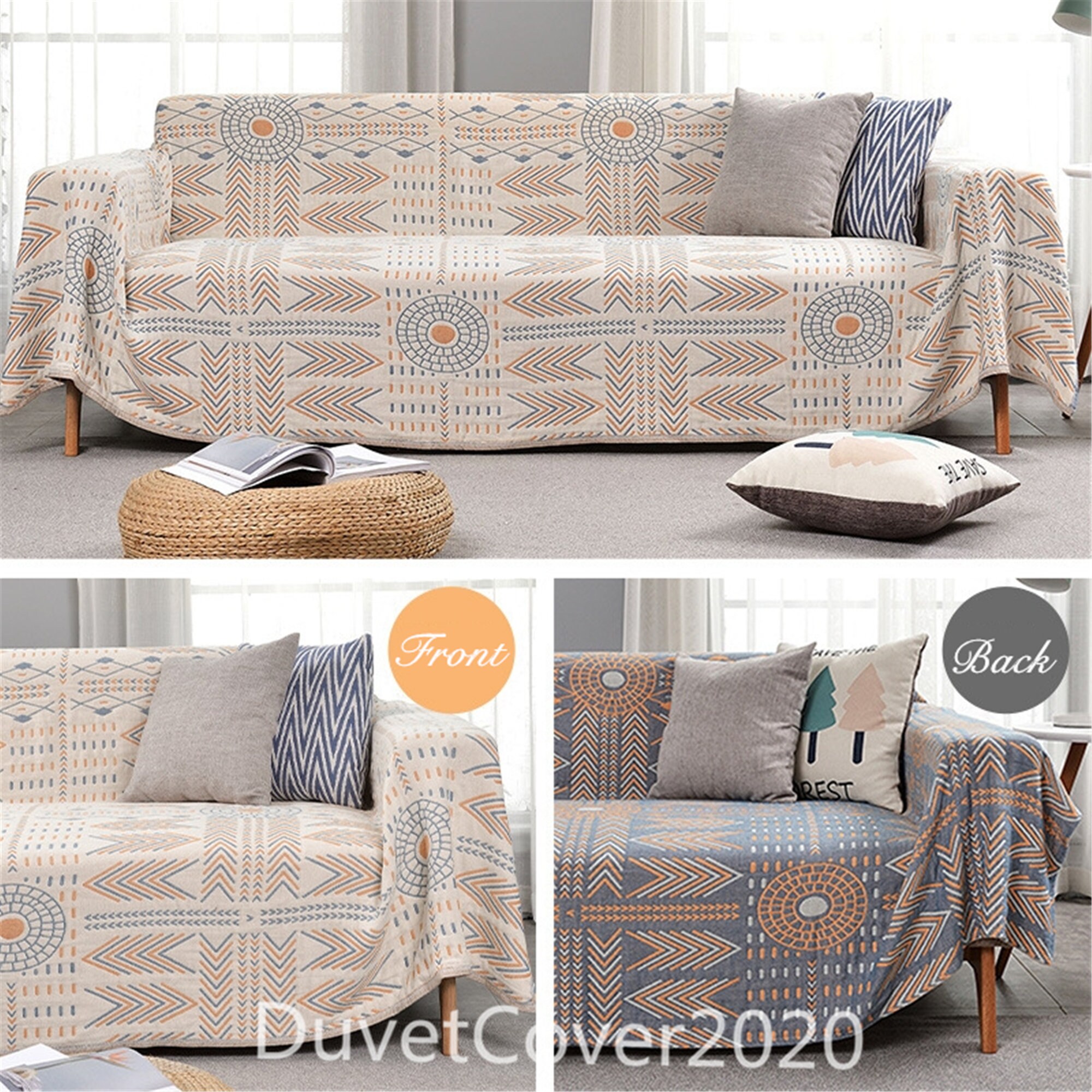 Vintage Boho Thicken Cotton Couch Cover Plus Sizecotton Sofa Etsy Ireland